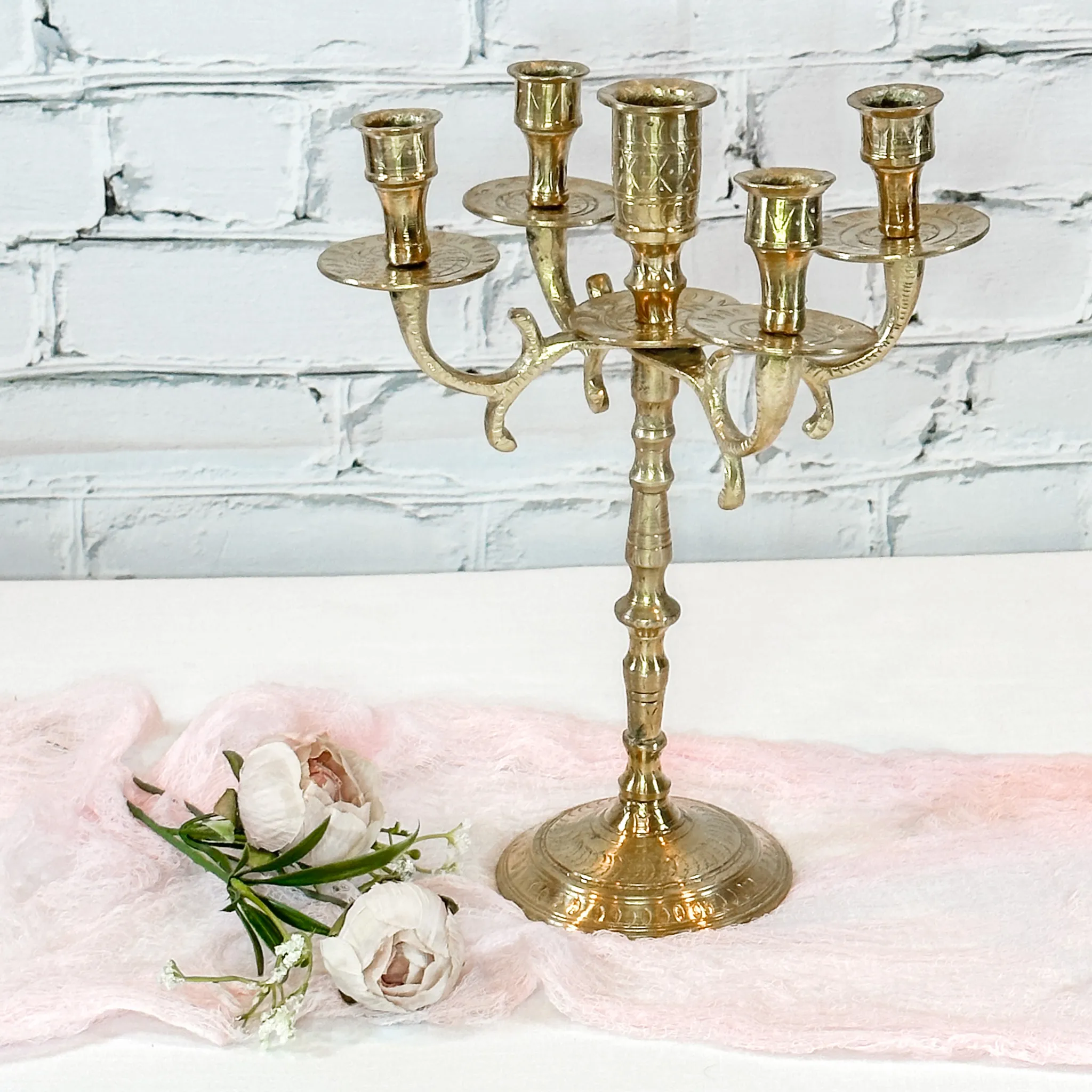 Brass Candelabra - 5 candle (square)