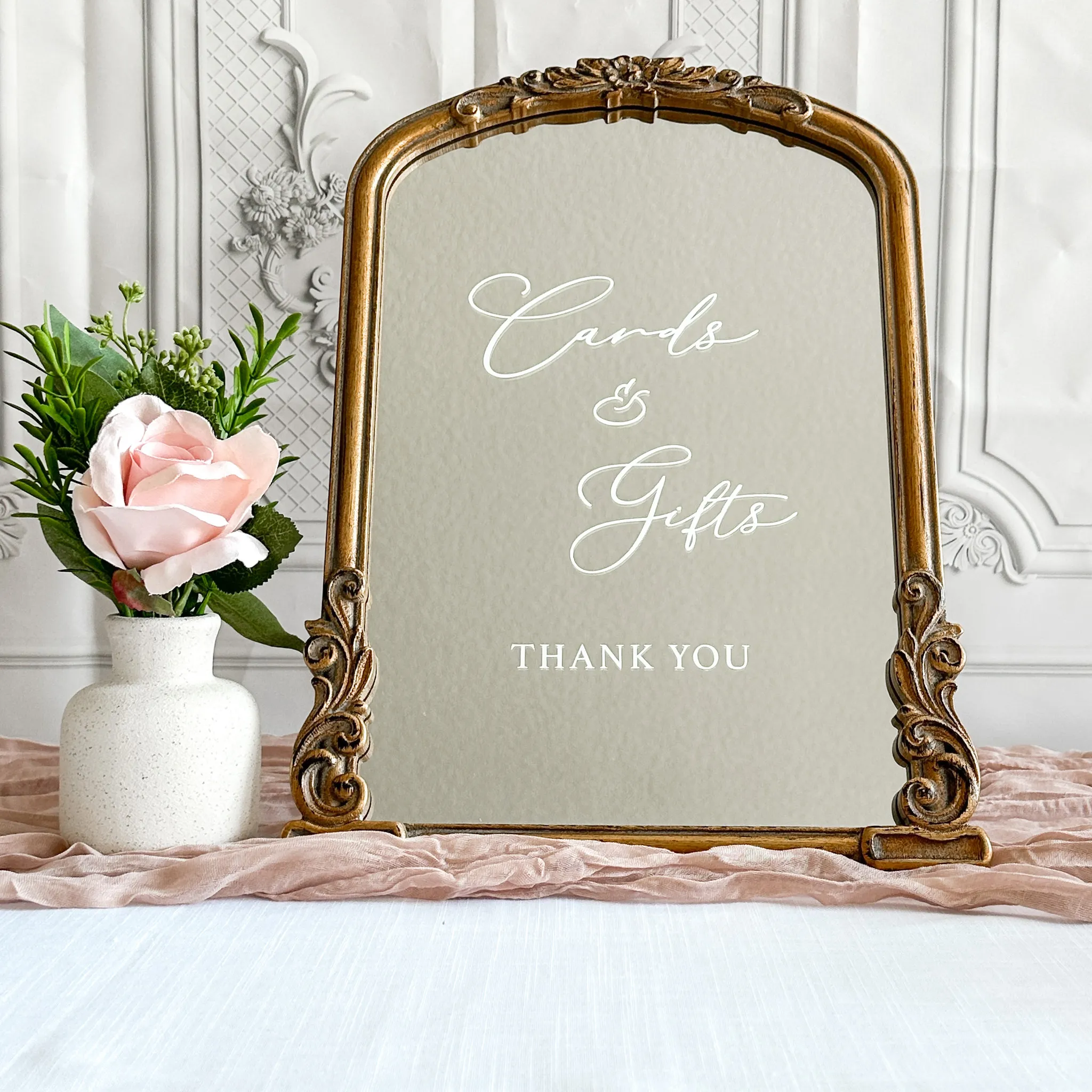 Cards & Gifts Sign (Venice) - Gold Mirror