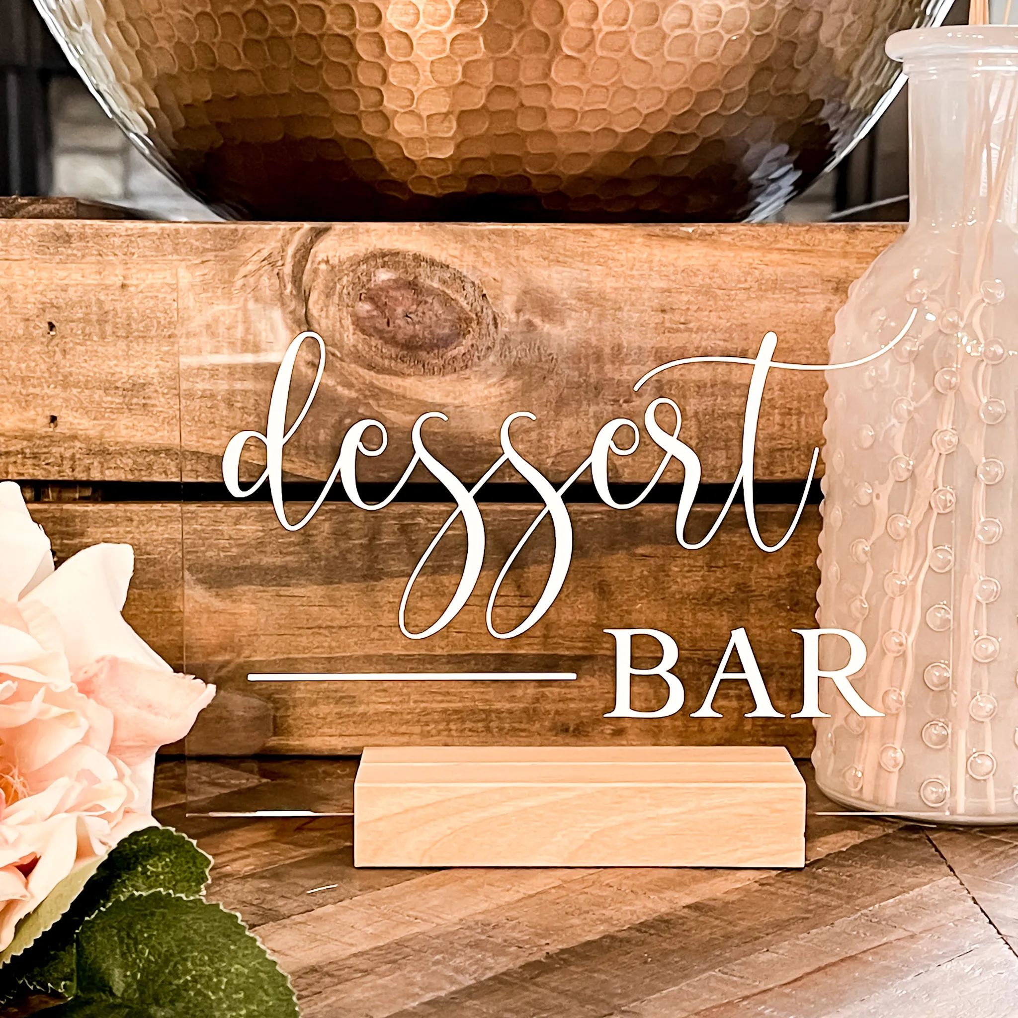 Dessert Bar Acrylic Sign - Wood Base
