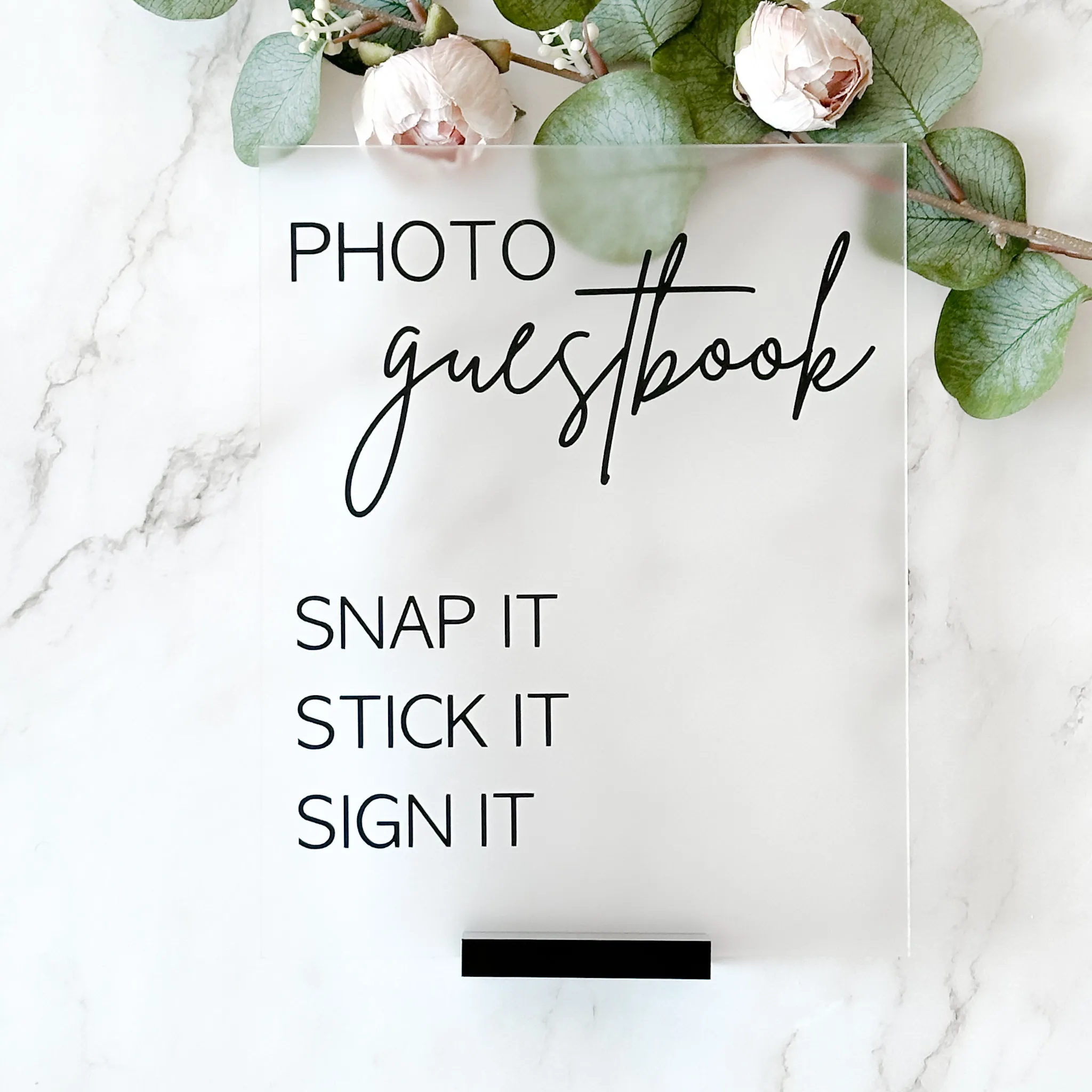 Photo Guestbook Acrylic Sign (London) - Frosted/Black