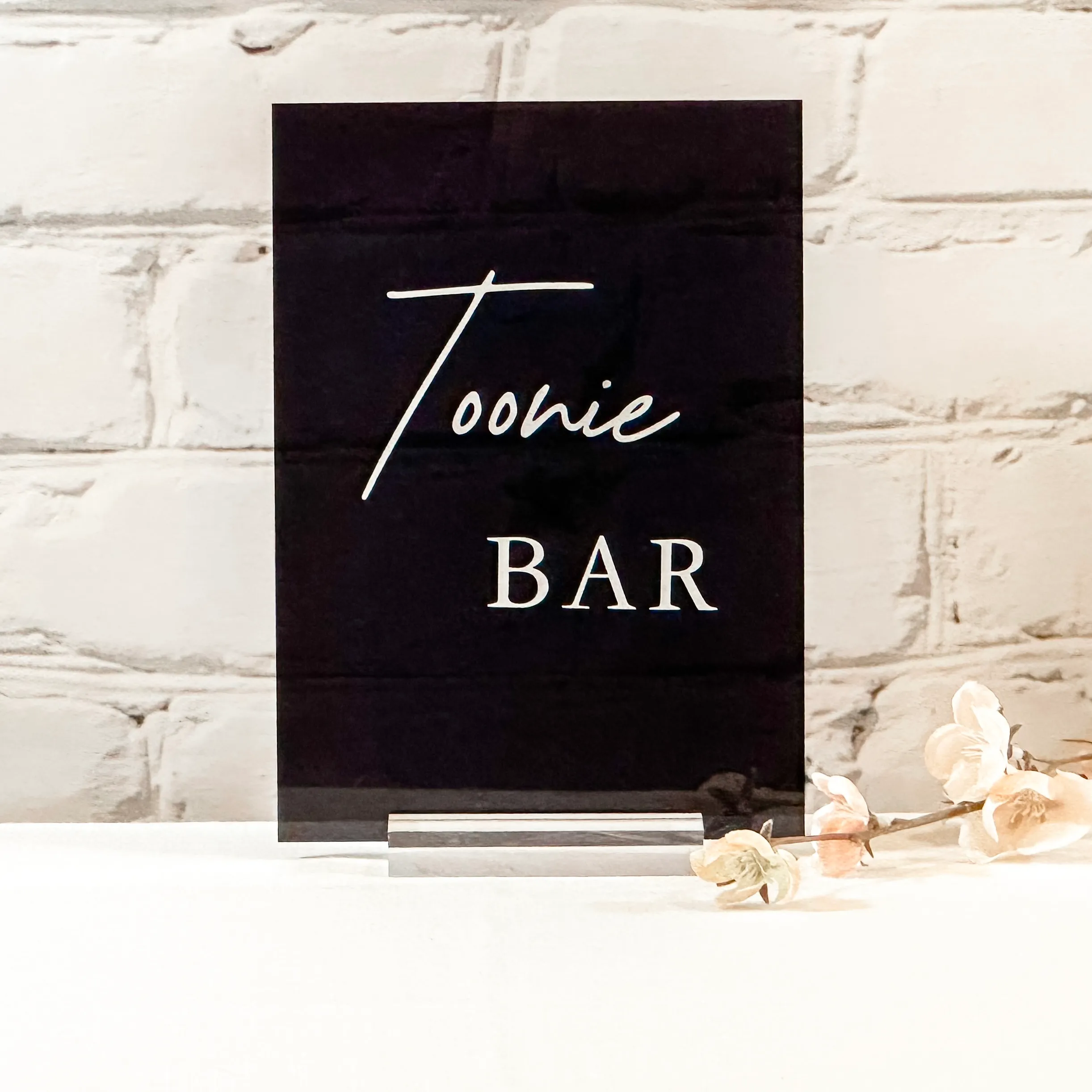 Toonie Bar Acrylic Sign (Rome) - Black/White