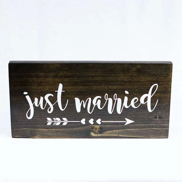 Just Married Wood Sign (Geneva) - Dark