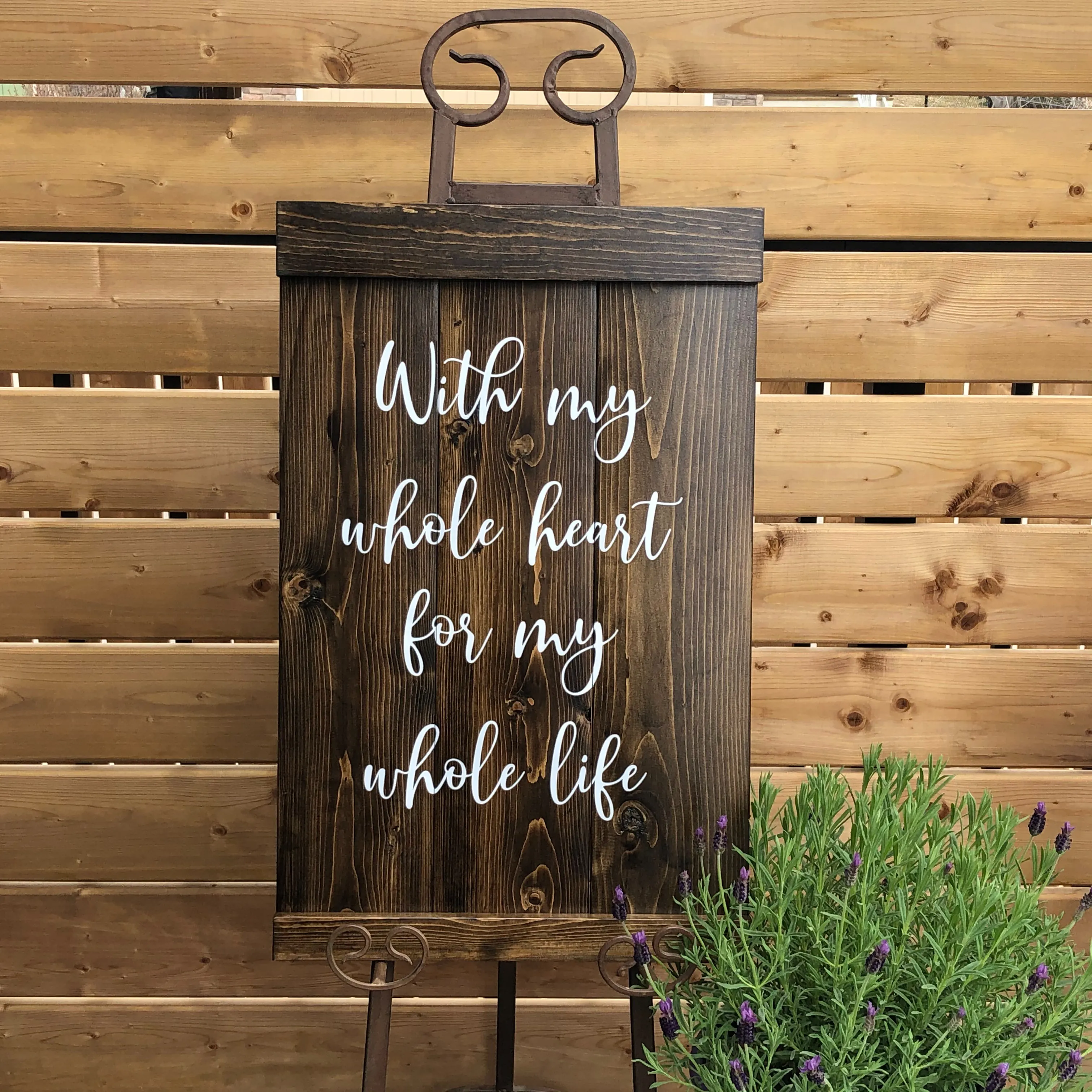 With My Whole Heart Wood Sign (Geneva) - Dark