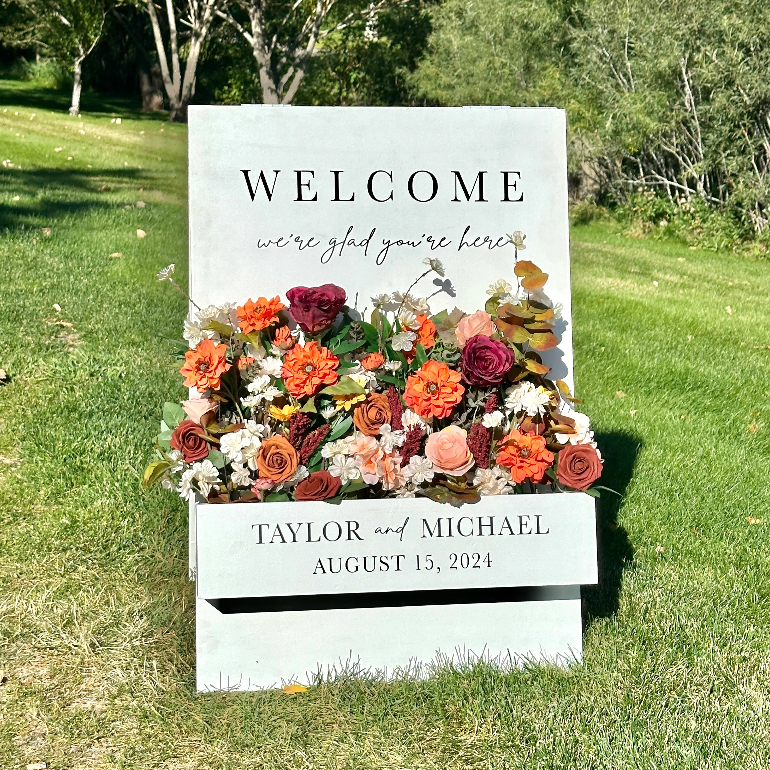 Custom Flower Box Welcome Sign - Terracotta