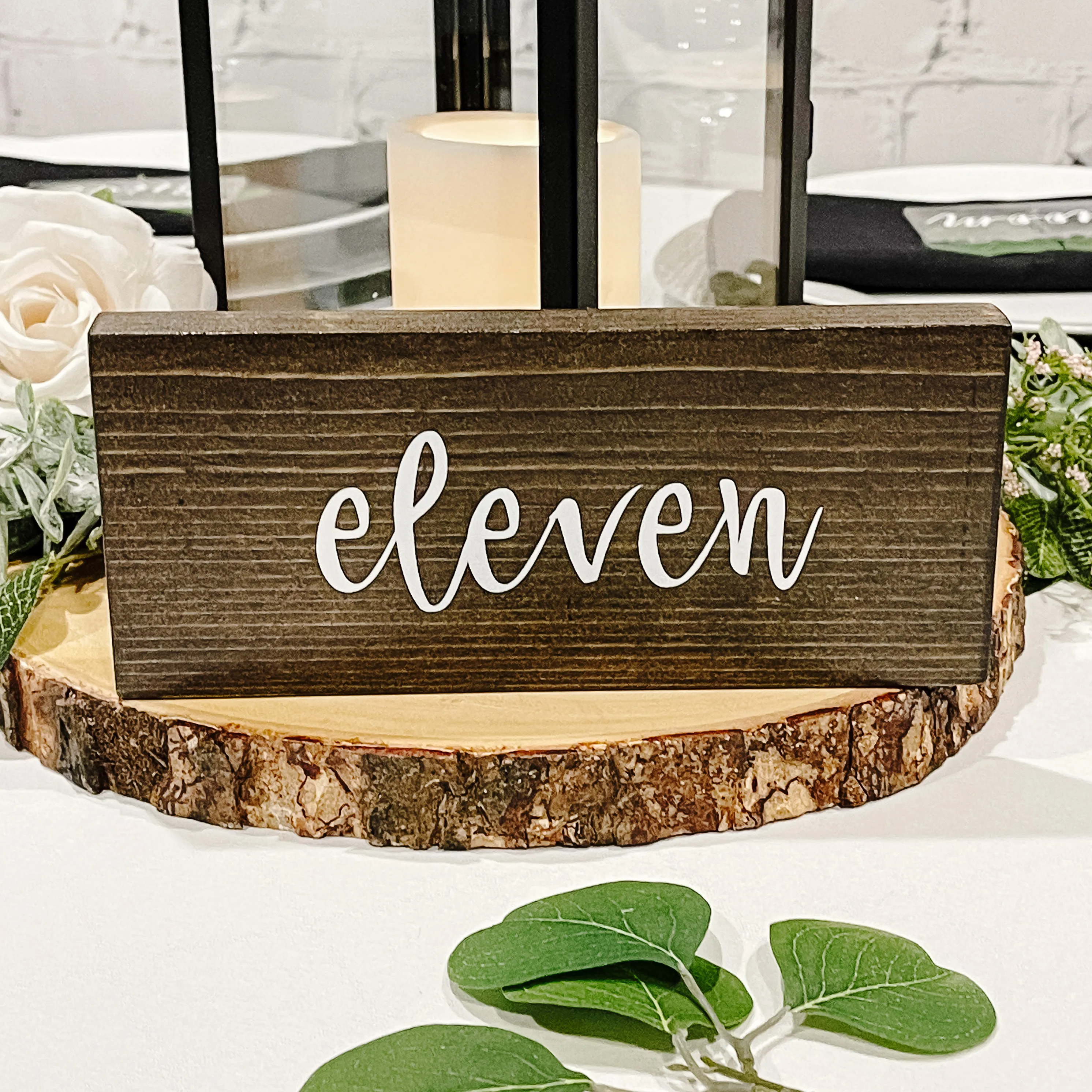 Wood Table Numbers (Geneva) - Dark