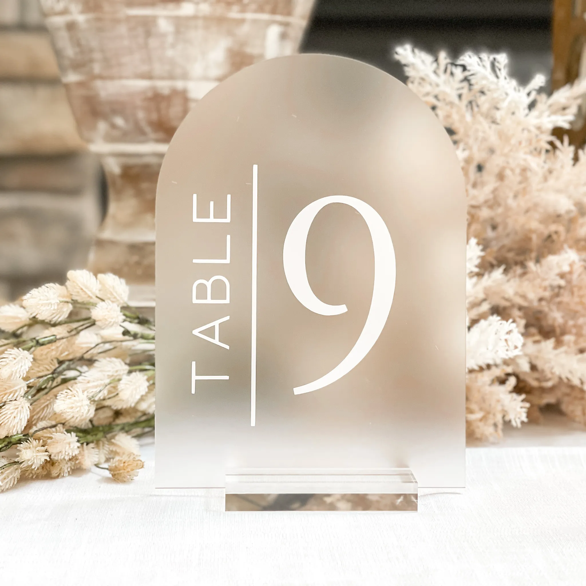 Acrylic Arch Table Numbers (Havana) - Frosted/White