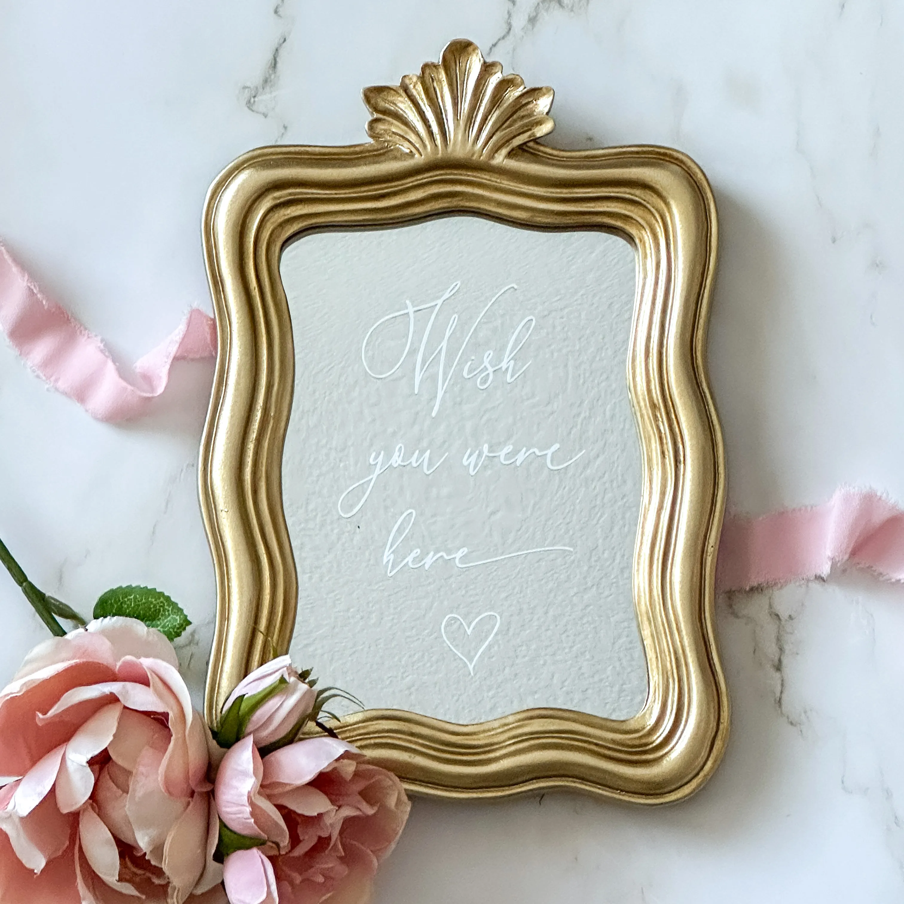 Wish You Were Here - Gold Frame Sign 