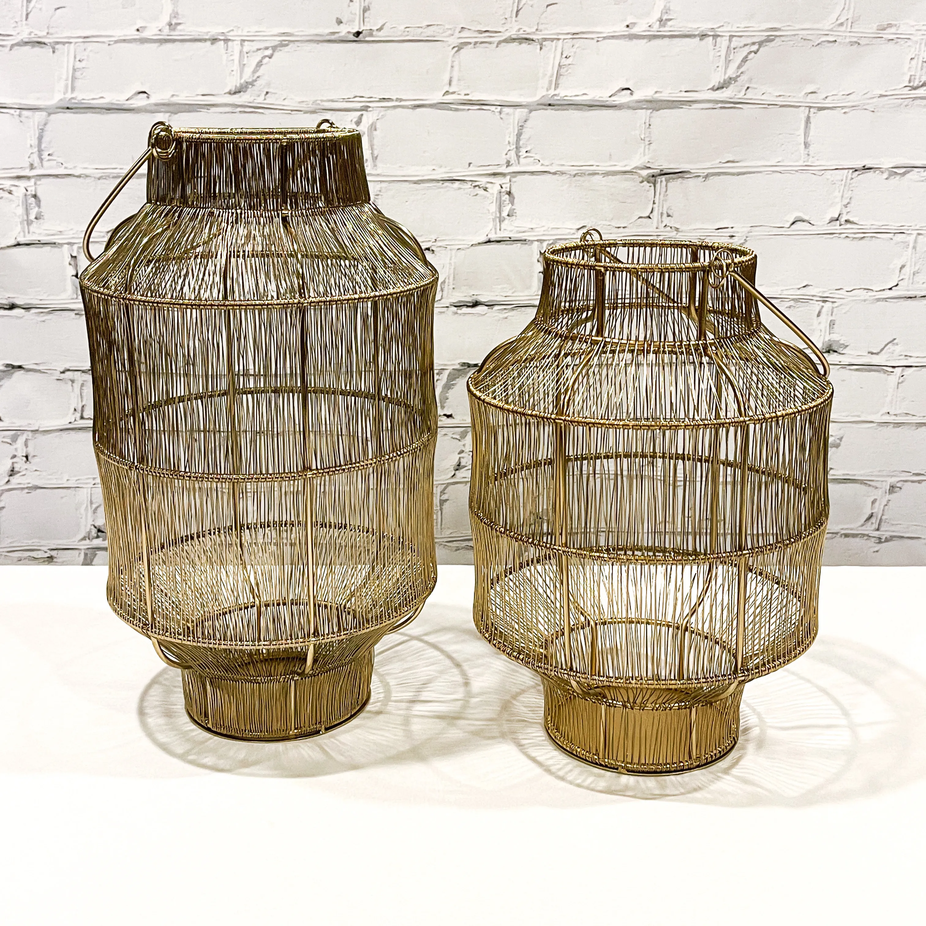 Gold Wire Lanterns Pair