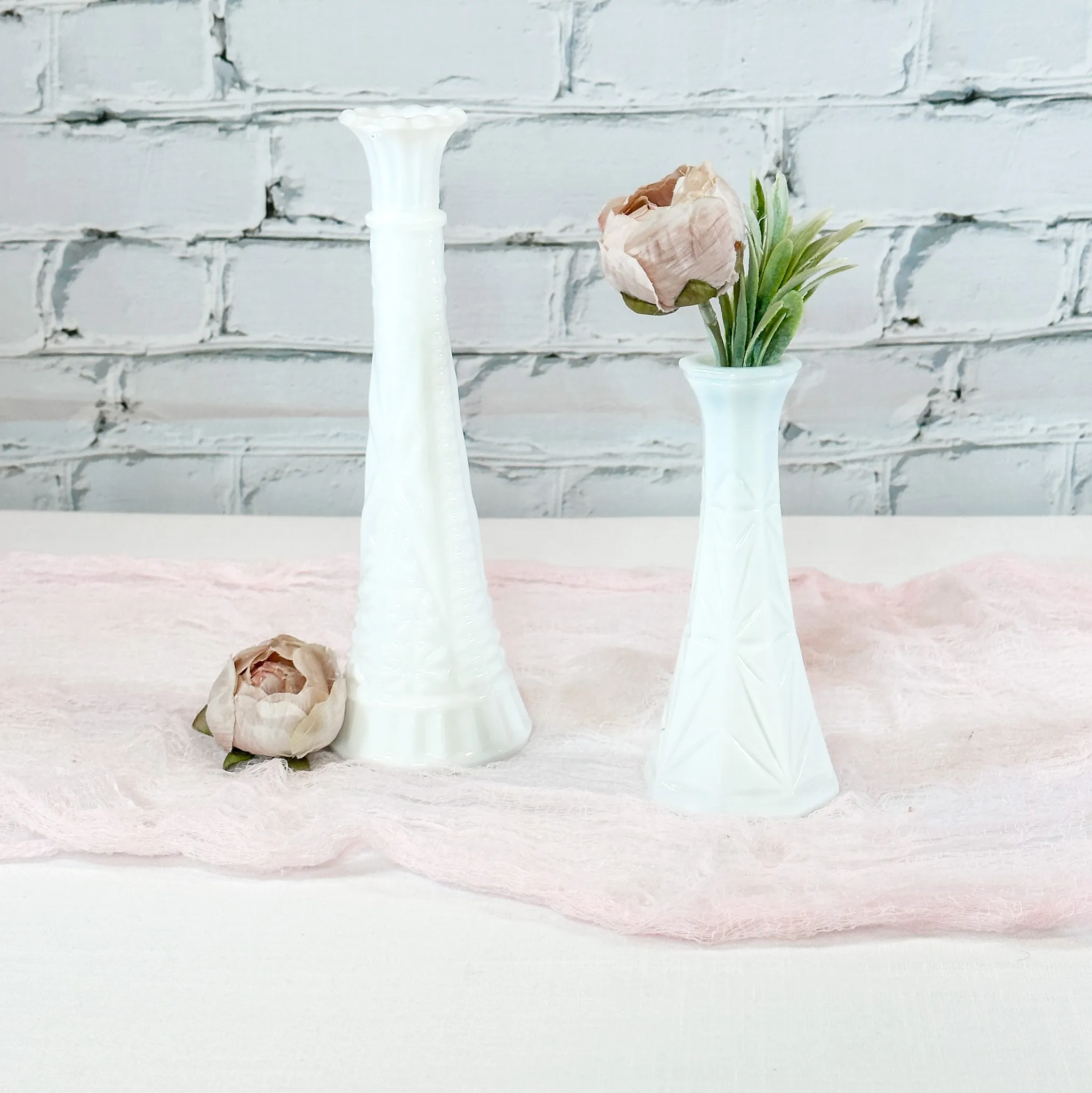 Milk Glass Bud Vases 