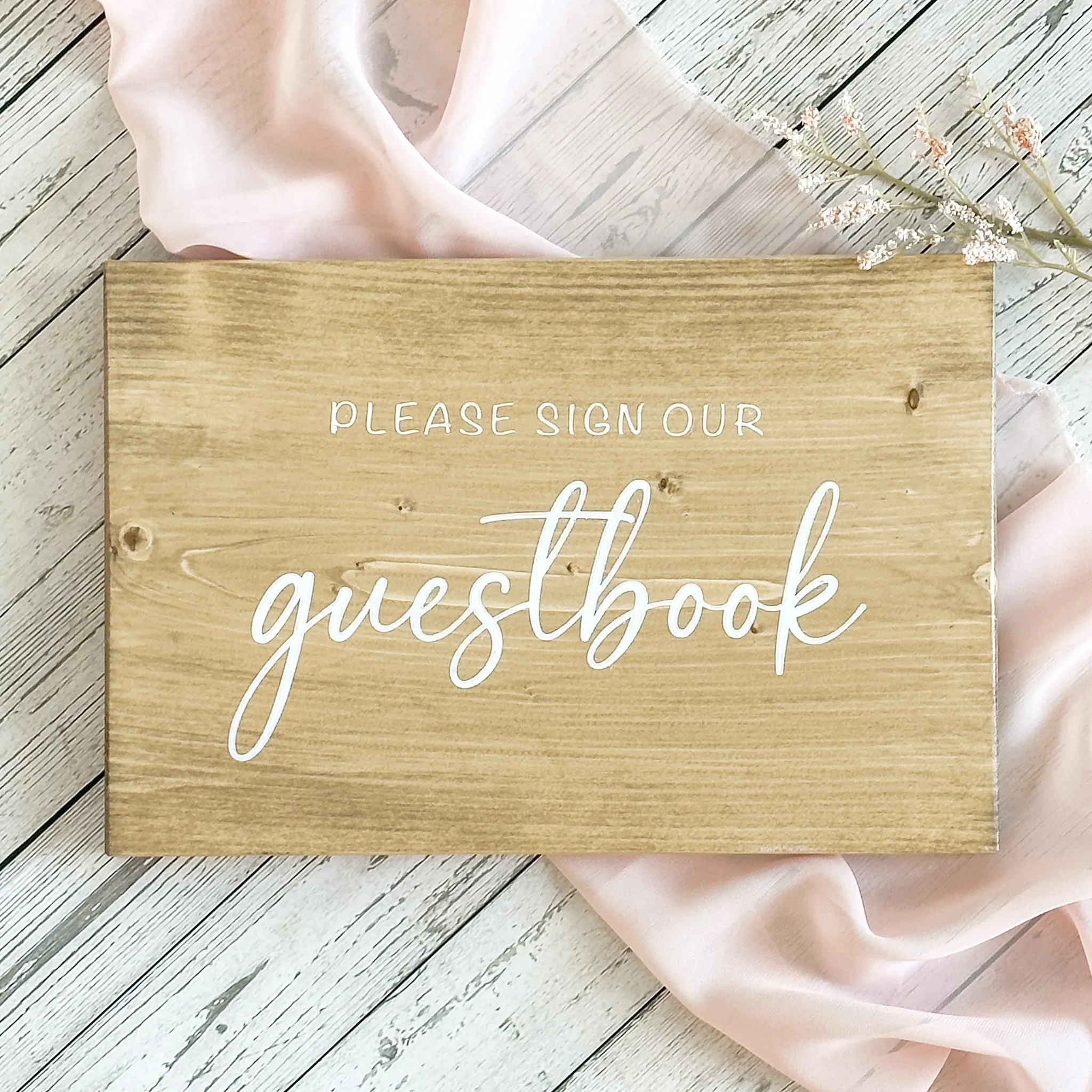 Guestbook Wood Sign (Napa) - Light