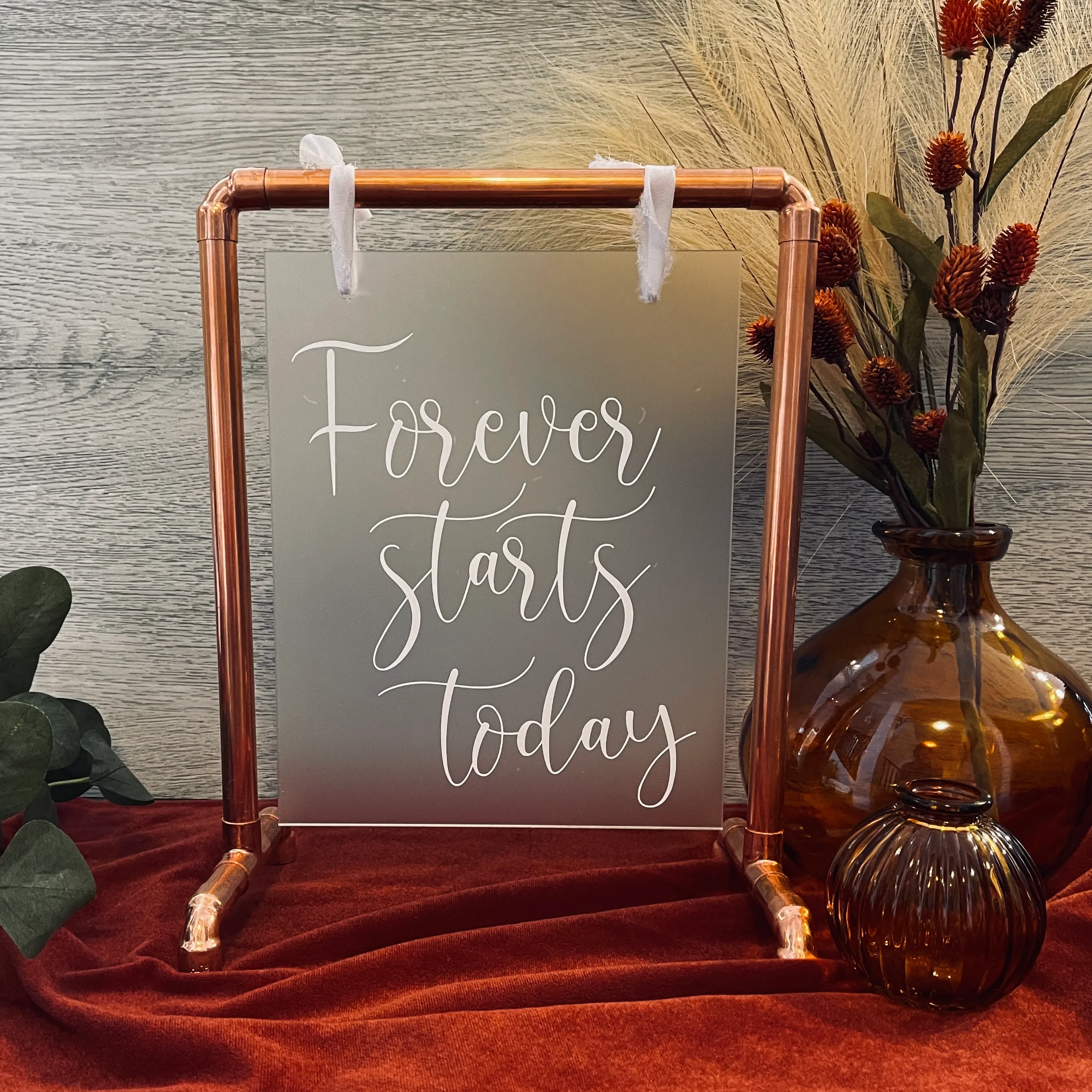 Forever Starts Today Copper Sign (Vienna) - Frosted/White