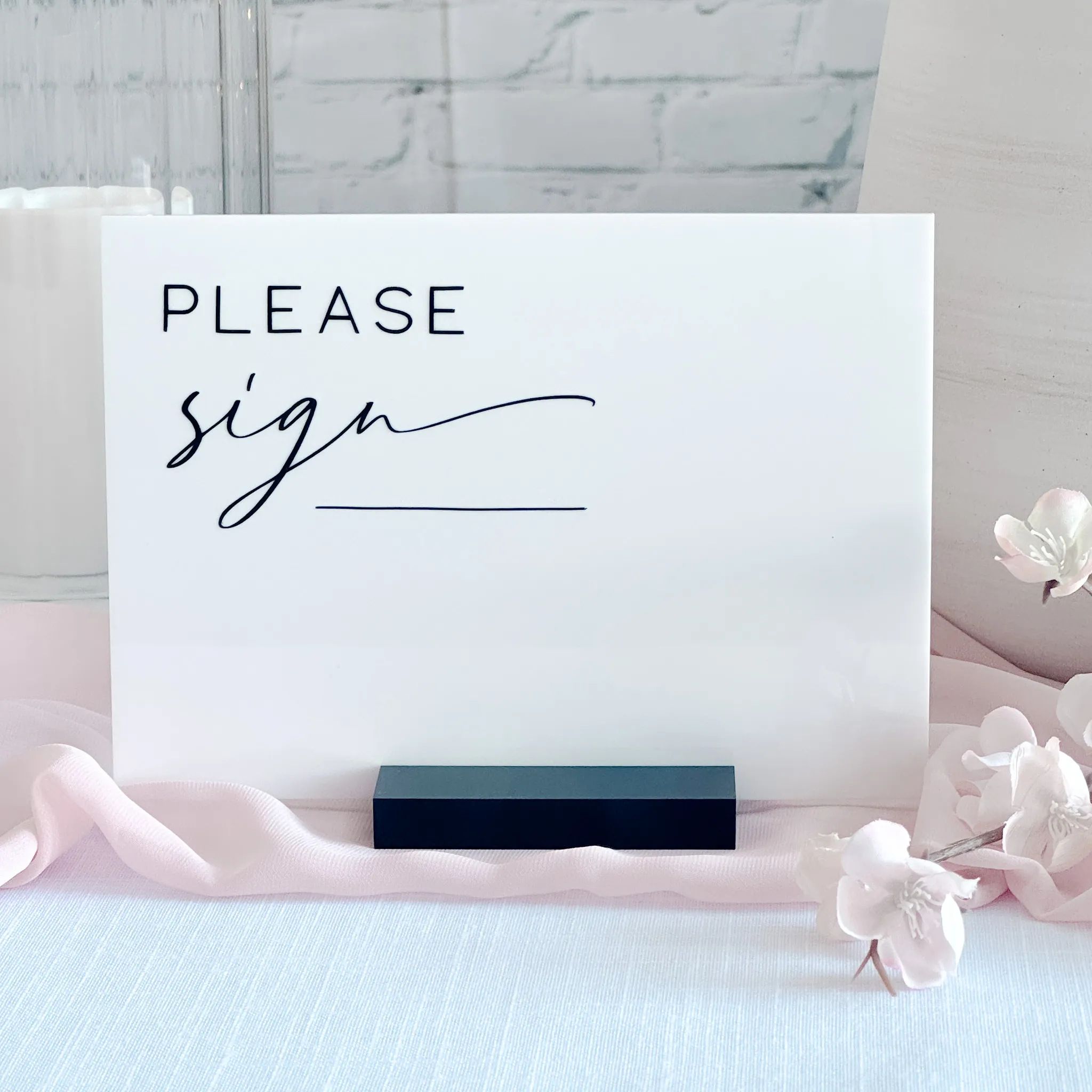  Please Sign Acrylic Sign (Oslo) - White/Black