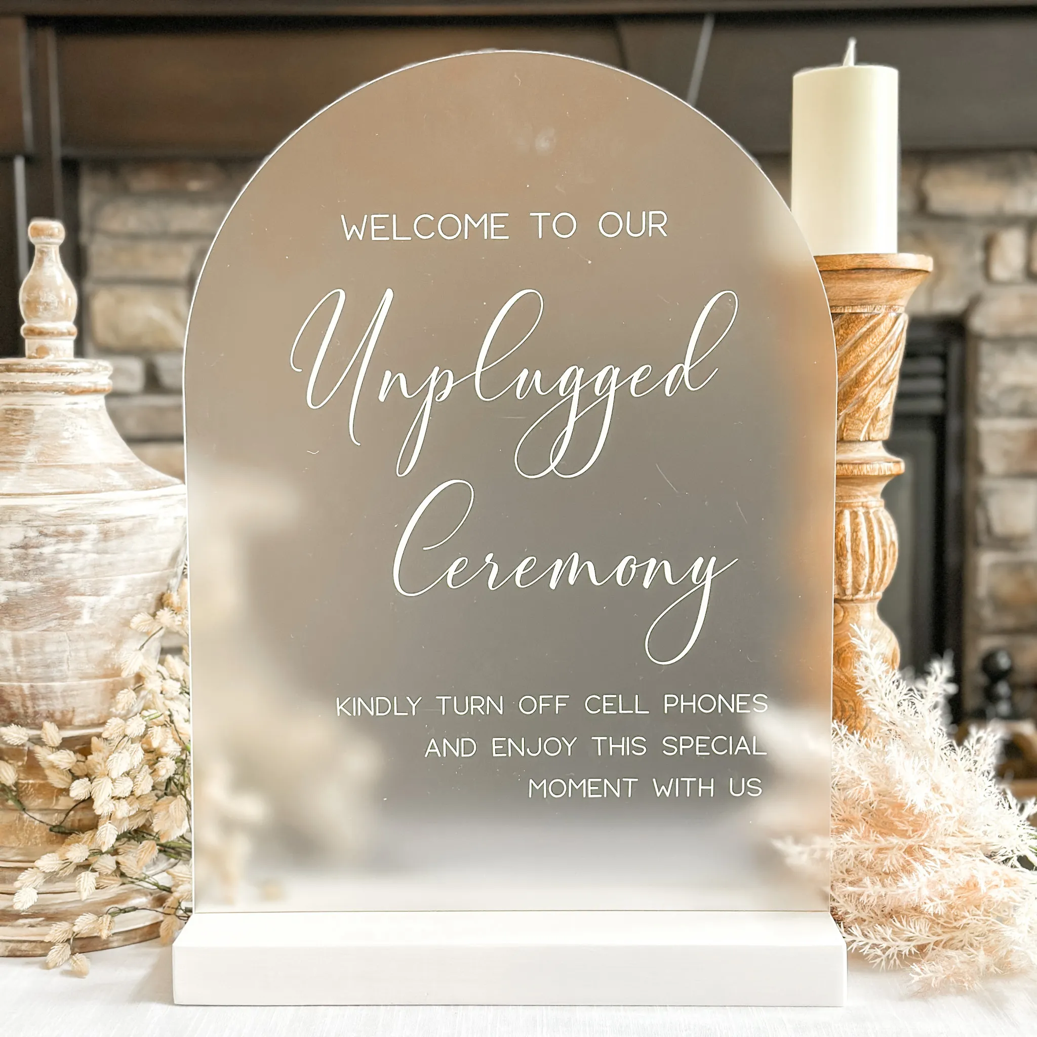Unplugged Ceremony Sign (Havana) - Frosted/White
