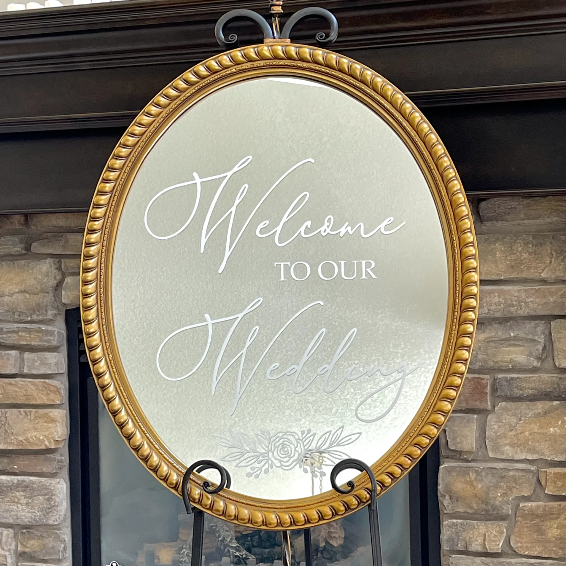 Welcome To Our Wedding - Oval Gold Mirror Sign