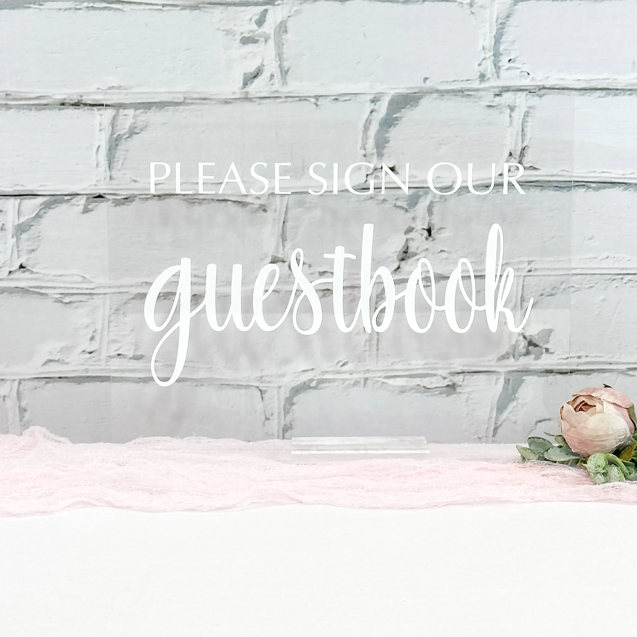 Guestbook Acrylic Sign (Capri) - Clear/White
