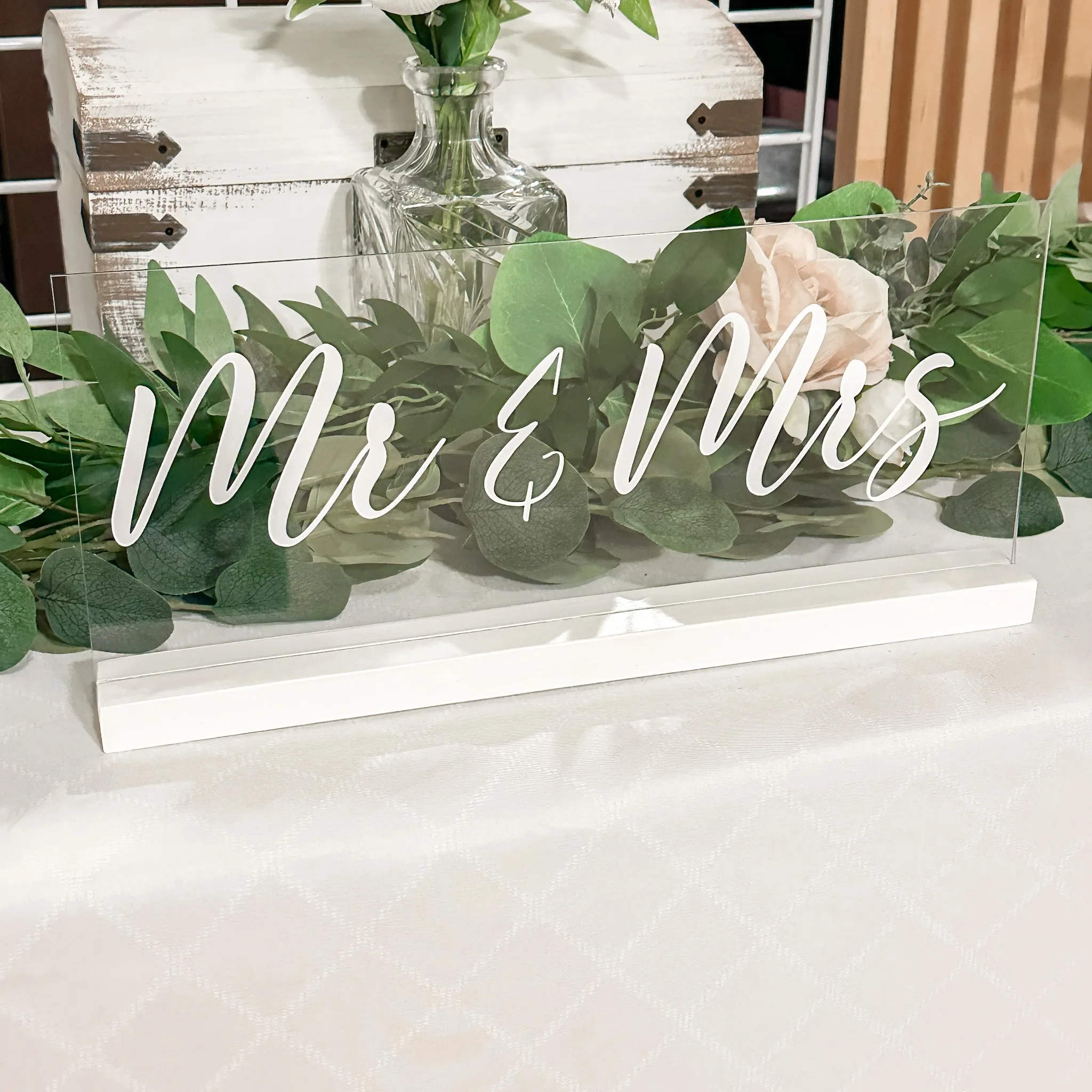 Mr & Mrs Acrylic Sign - White Base