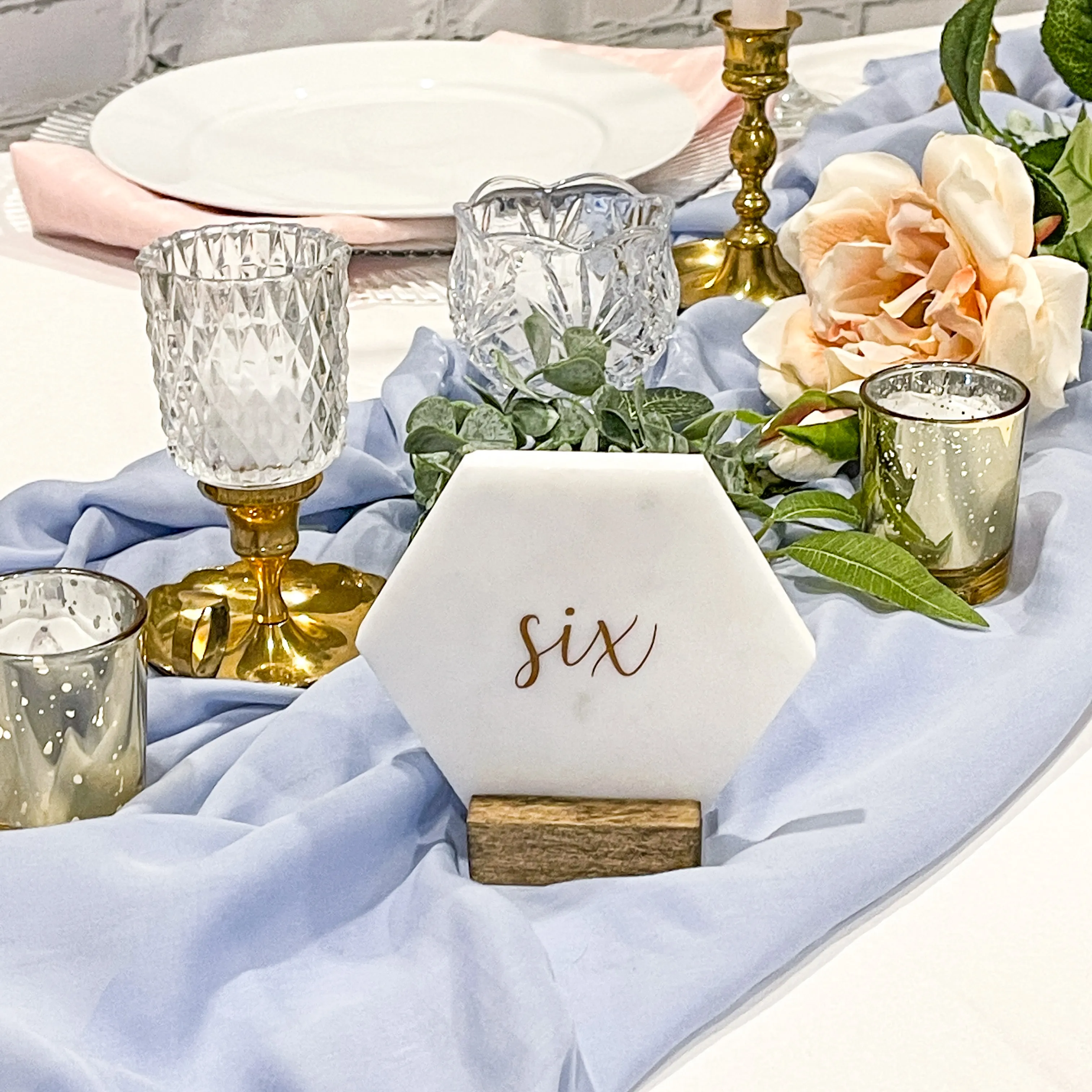 Marble Hexagon Table Numbers