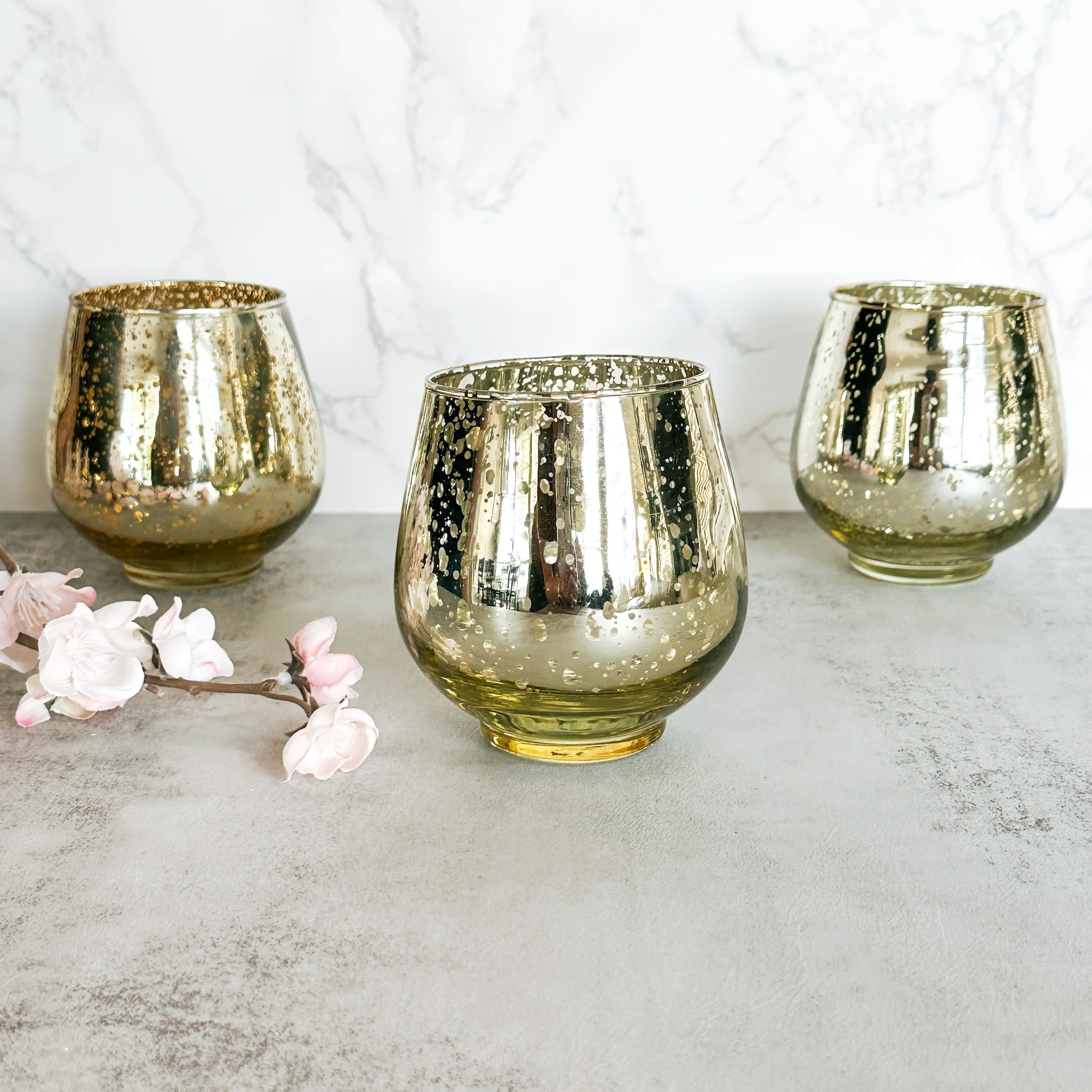 Mercury Glass Votives Large - Vintage Mixed Metals