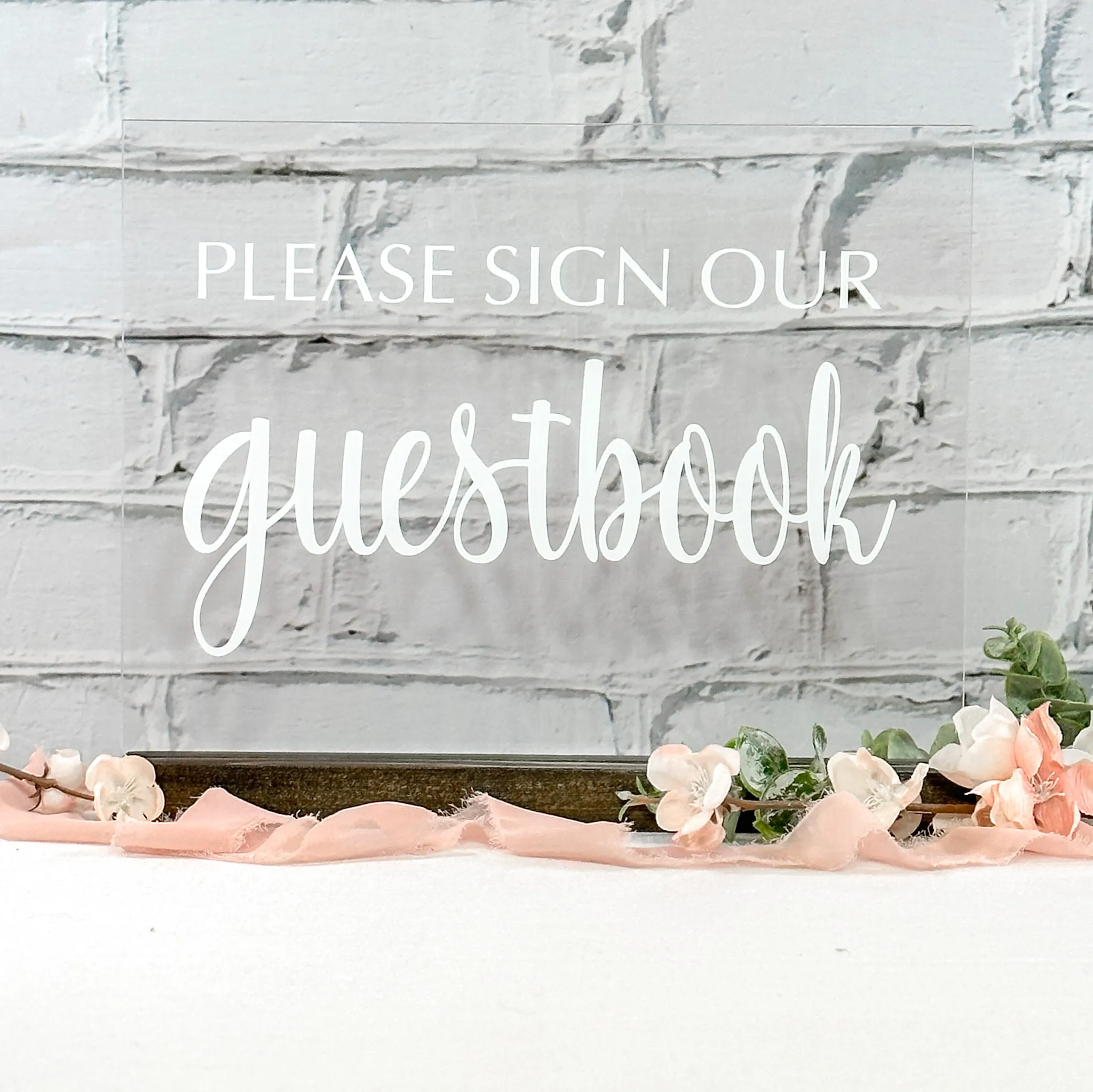 Guestbook Acrylic Sign (Windsor) - Clear/White