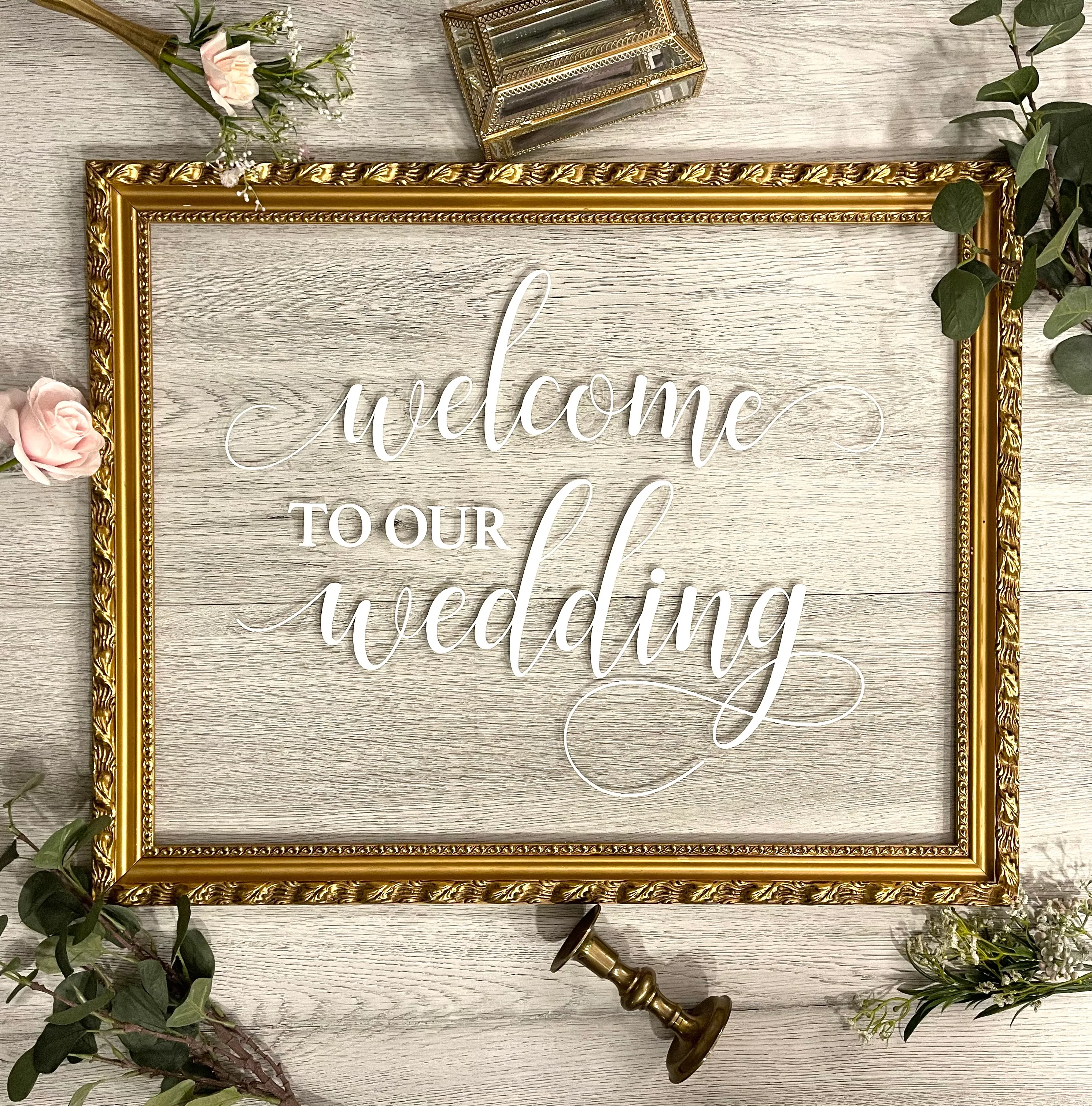 Large "Welcome" - Acrylic in Gold Frame