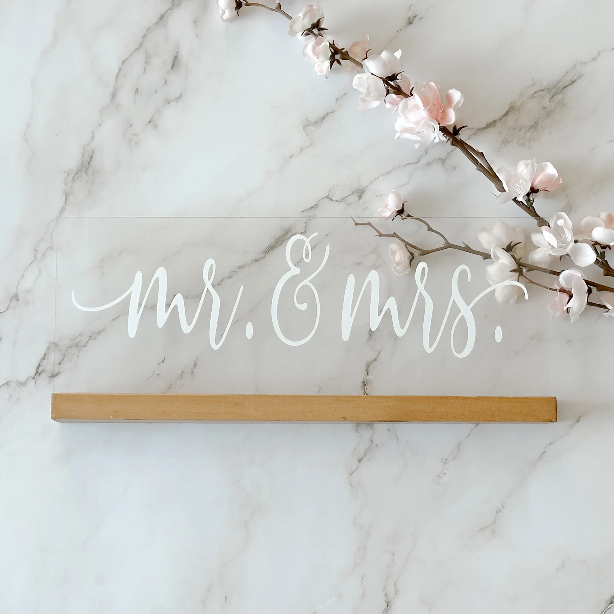 Mr. & Mrs. Acrylic Sign (Aspen) - Clear/White