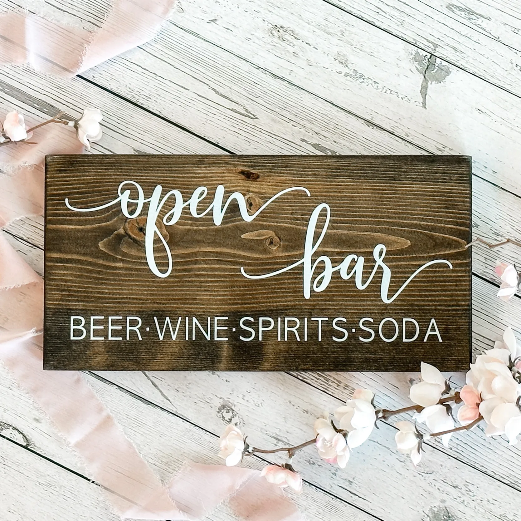 Open Bar Wood Sign (Geneva) - Dark