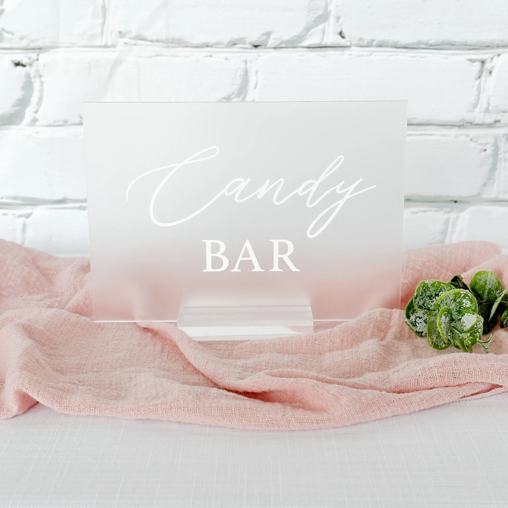 Candy Bar Acrylic Sign (Milan) - Frosted/White