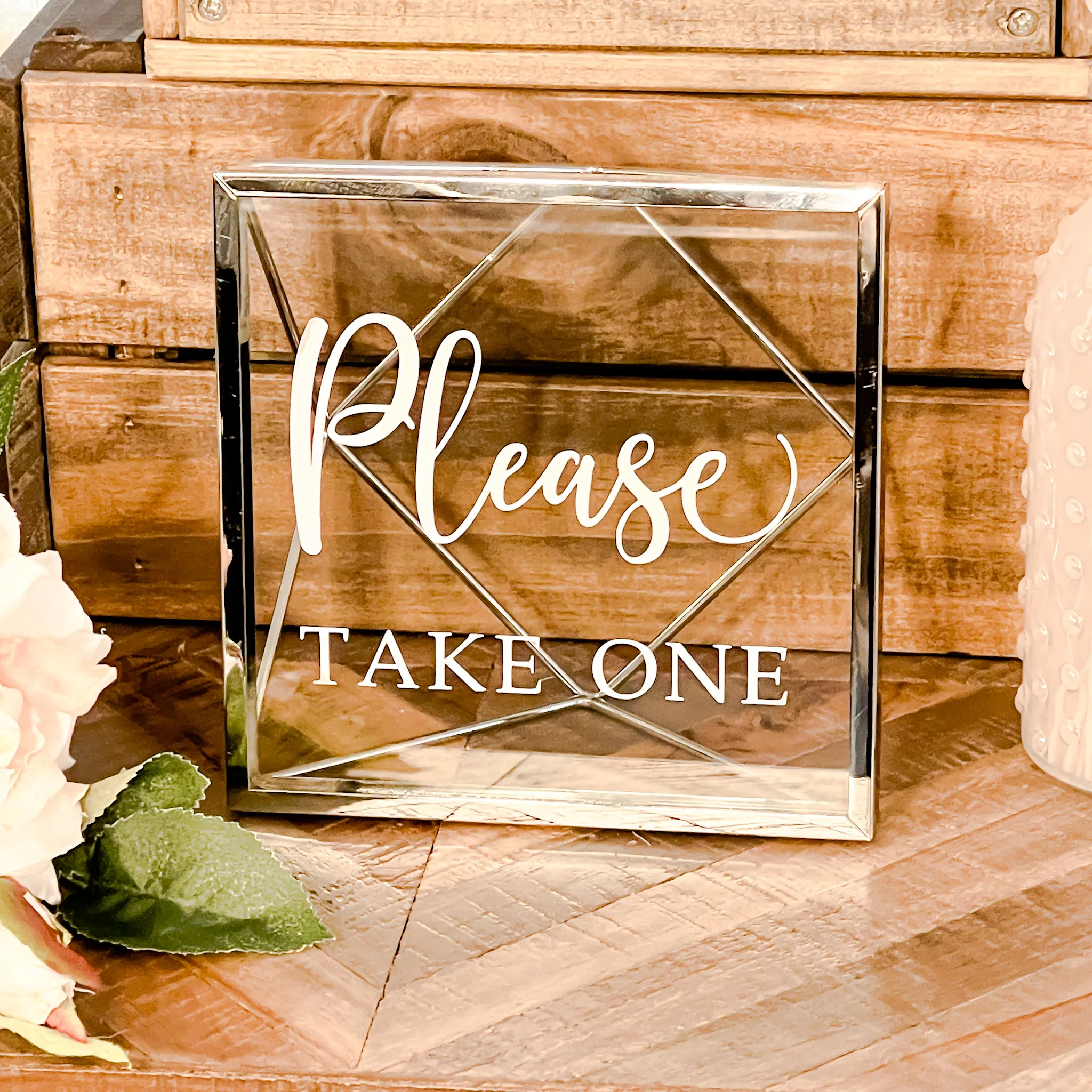 Please Take One Geo Sign - Silver