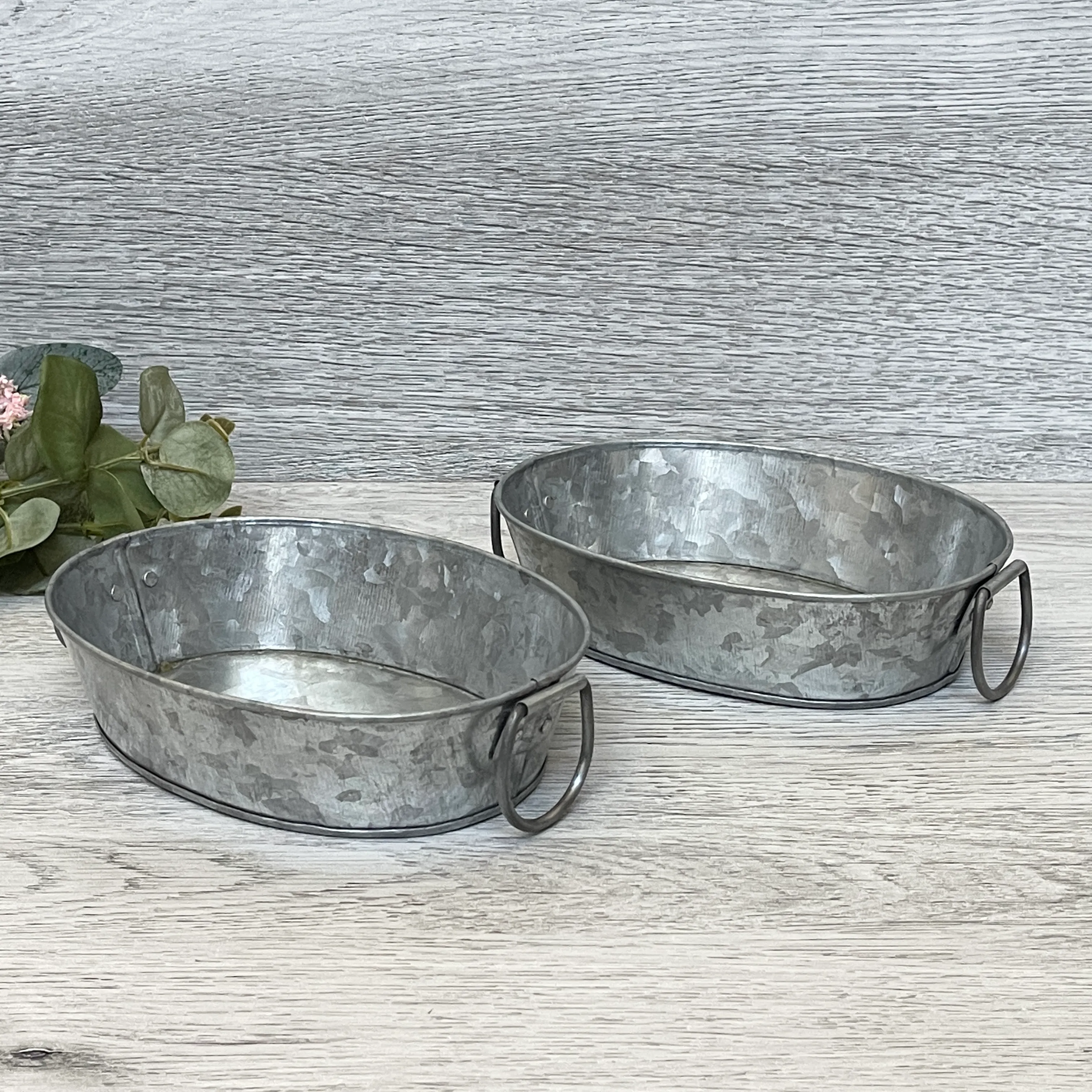 Galvanized Oval Trays - 2 pieces