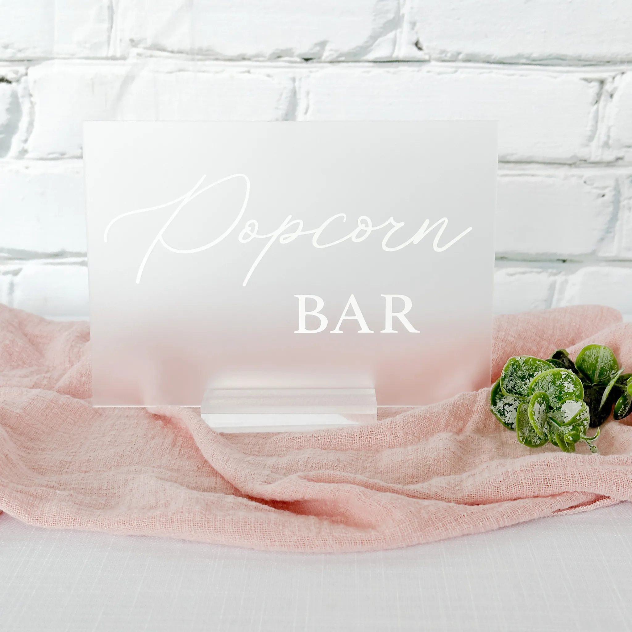 Popcorn Bar Acrylic Sign (Milan) - Frosted/White