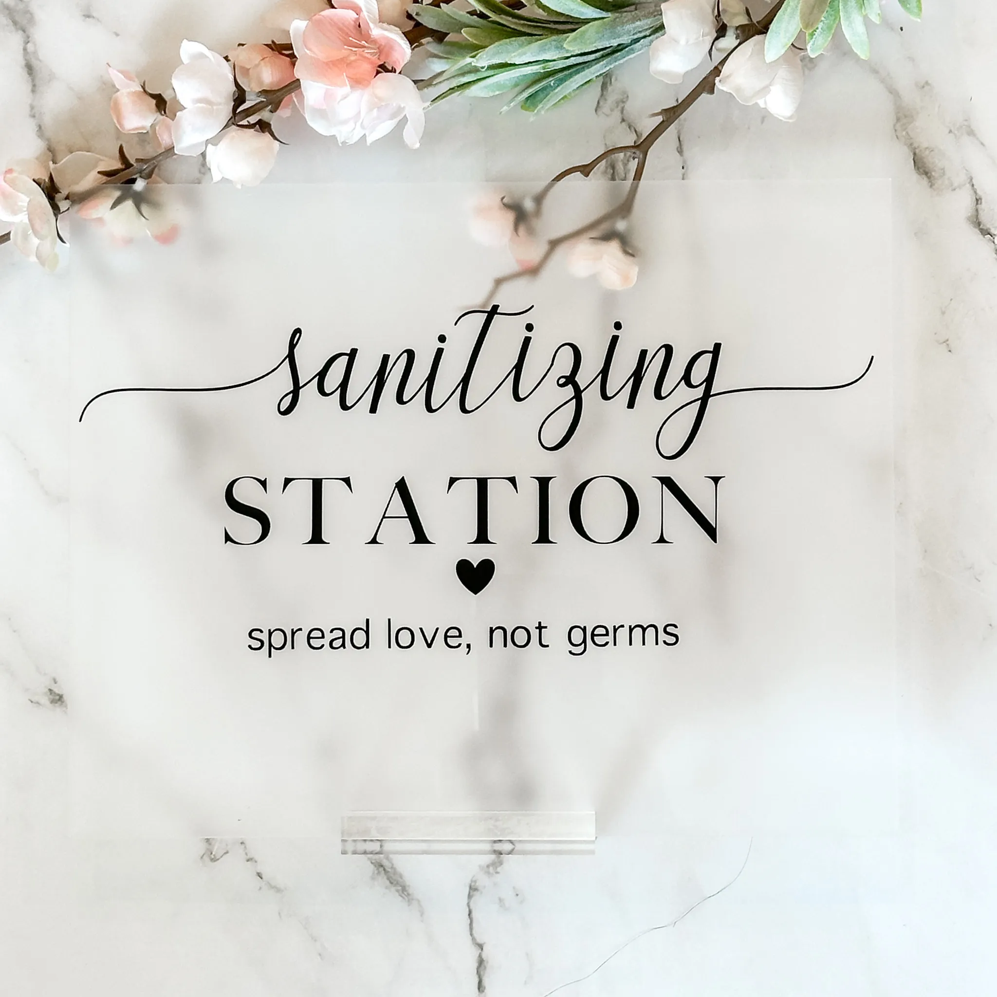 Sanitizing Station Acrylic Sign (Dublin) - Frosted/Black