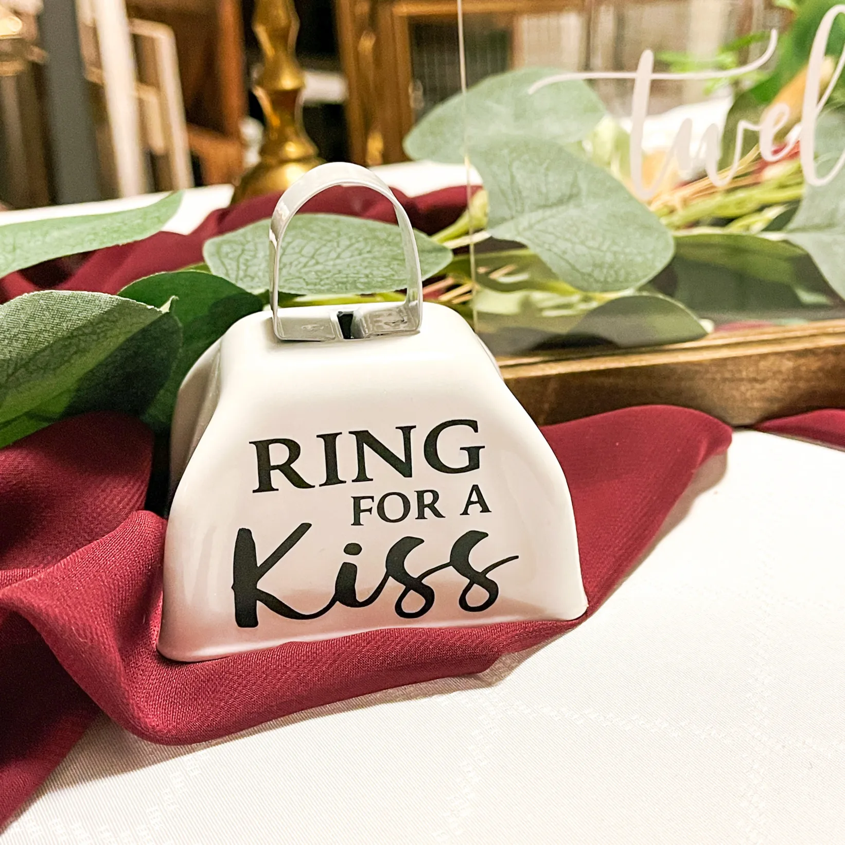 "Ring For A Kiss" Bell - White