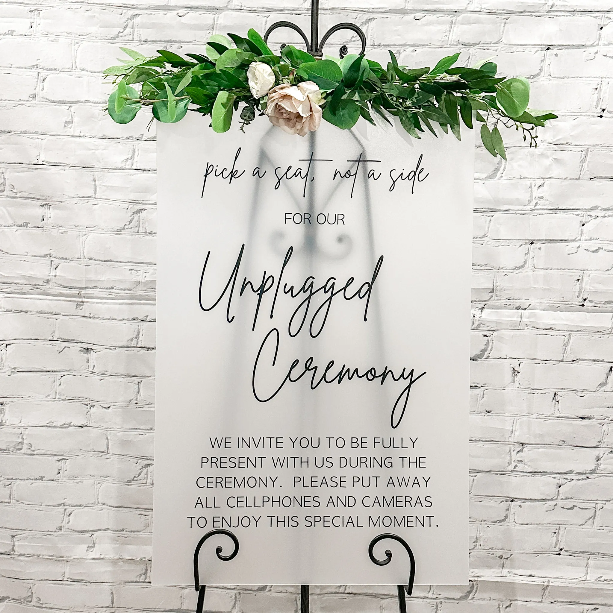 Unplugged Ceremony Acrylic Sign (London) - Frosted/Black