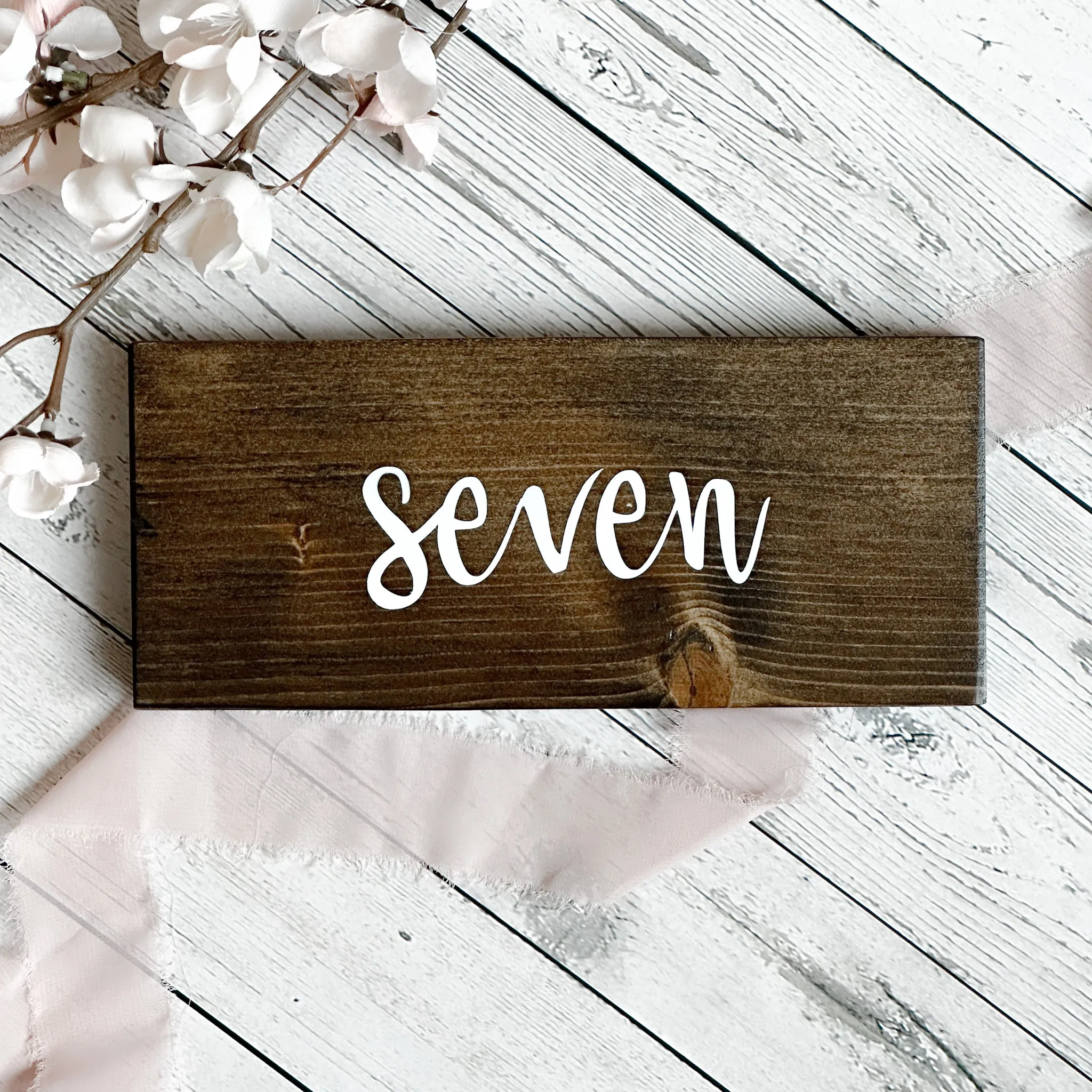 Wood Table Numbers (Geneva) - Dark