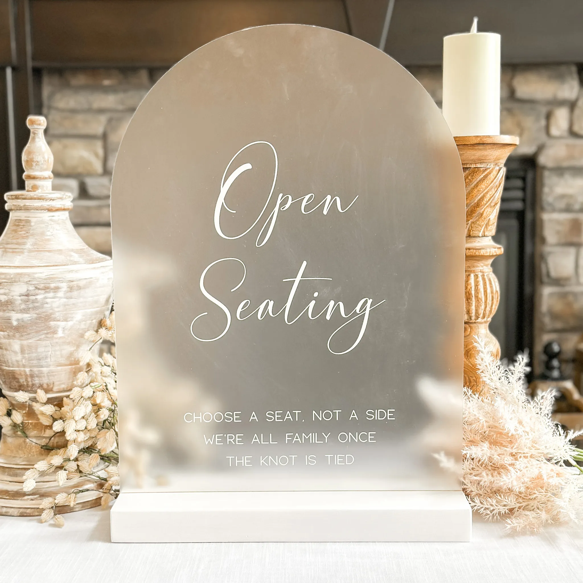 Open Seating Sign (Havana) - Frosted/White