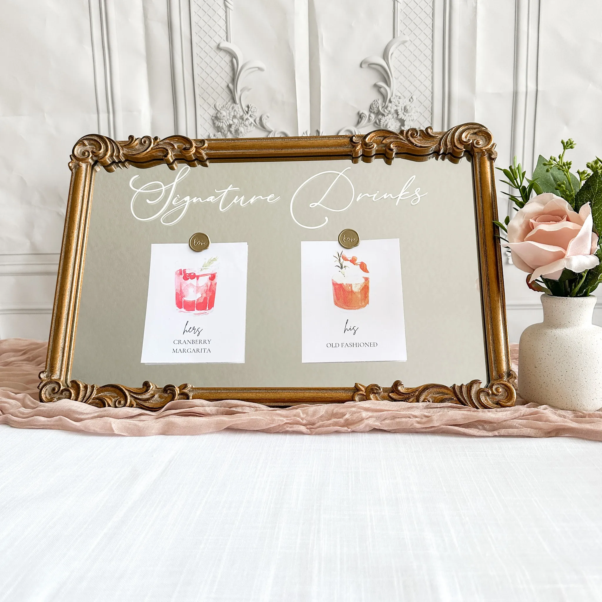 Signature Drink Sign (Venice) - Gold Mirror