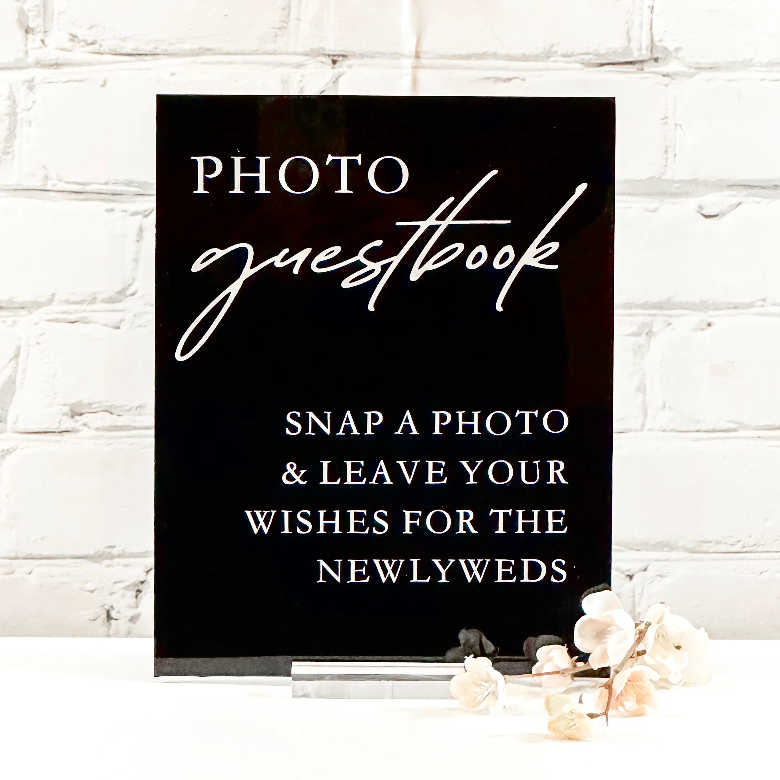 Photo Guestbook Acrylic Sign (Rome) - Black/White