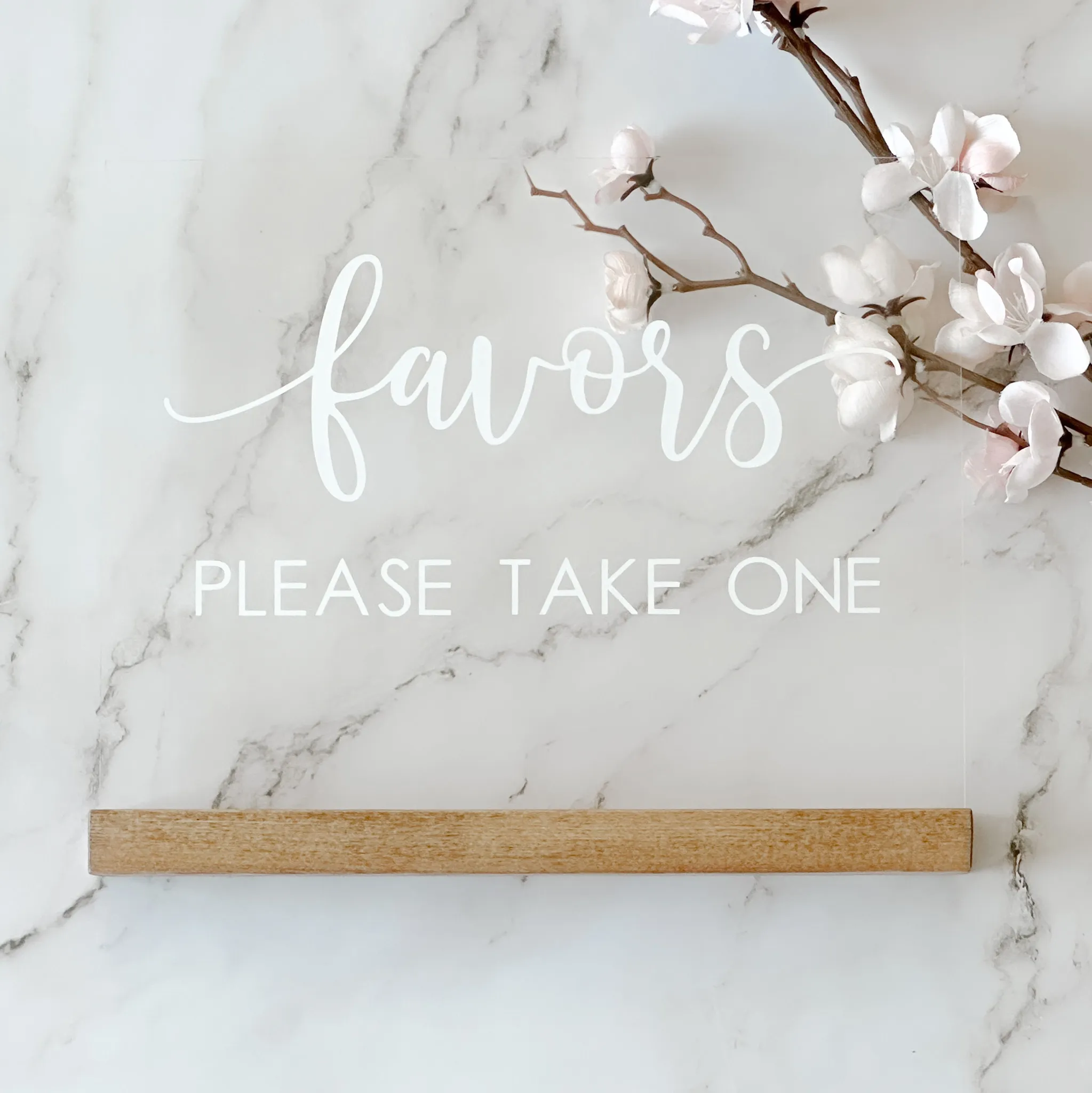 Favors Acrylic Sign (Aspen) - Clear/White