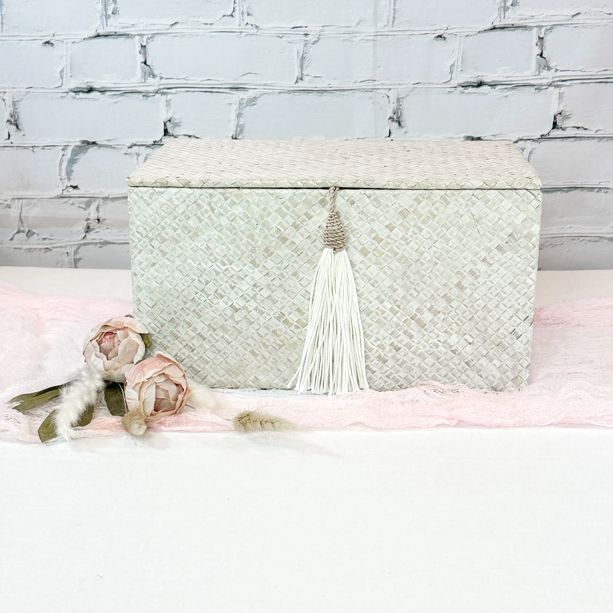 Card Box - White Woven 