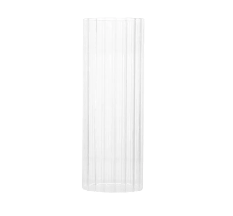 Ribbed Glass Cylinder Vase (12")
