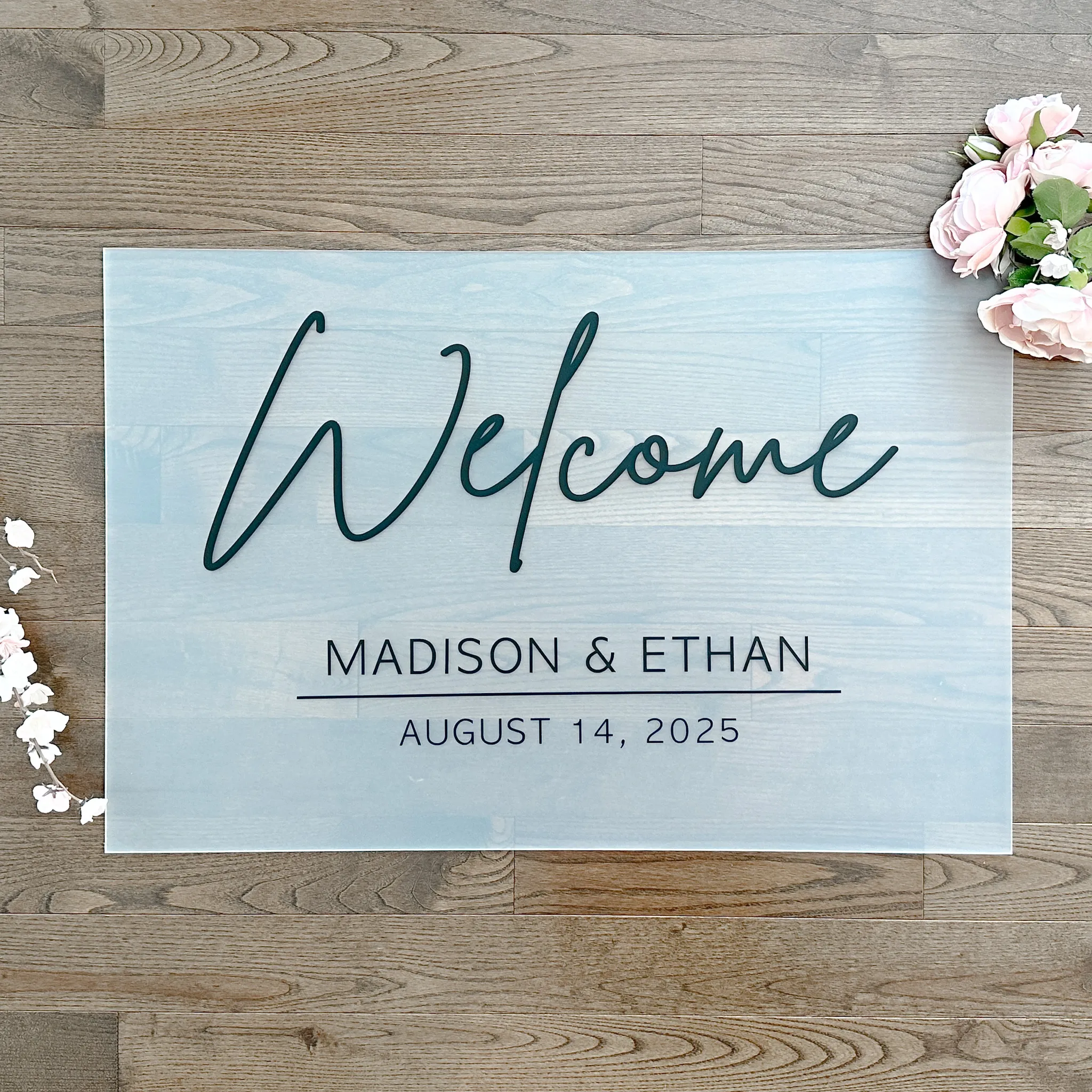 Custom Welcome Acrylic Sign (London) - Frosted/Black