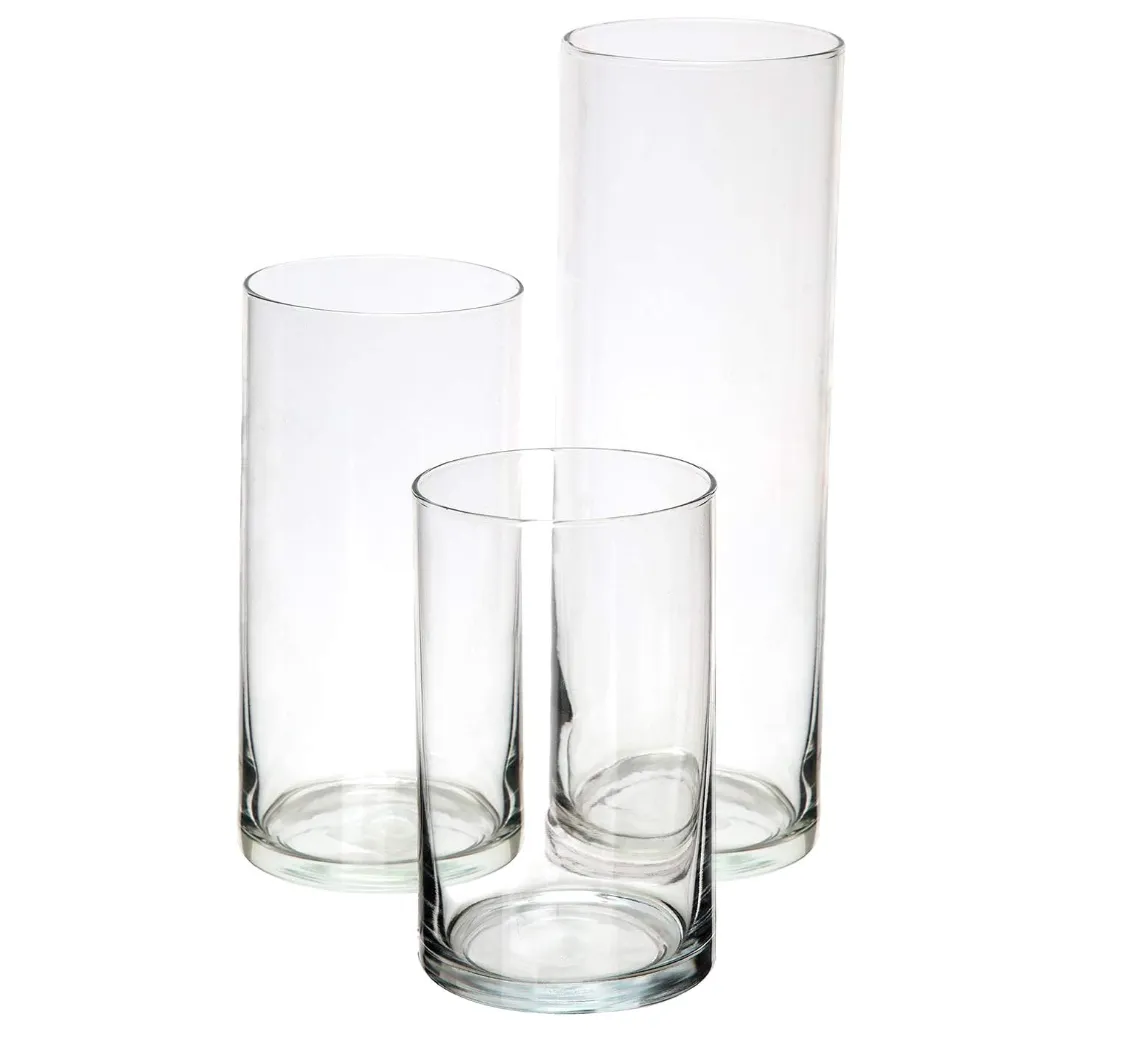Glass Cylinder Vase Trio