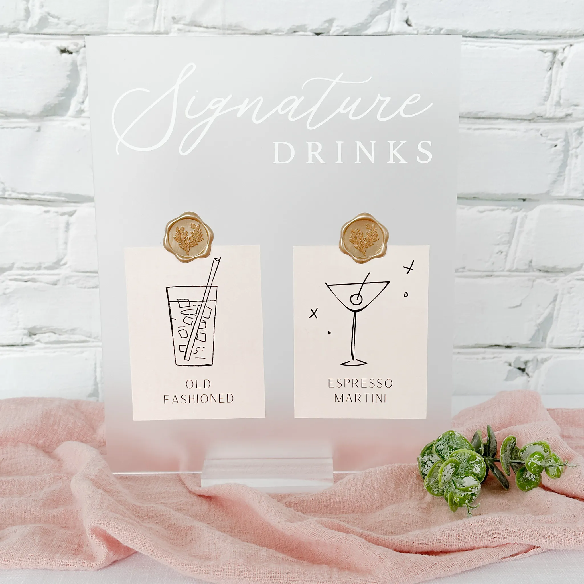 Signature Drinks Acrylic Sign (Milan) - Frosted/White