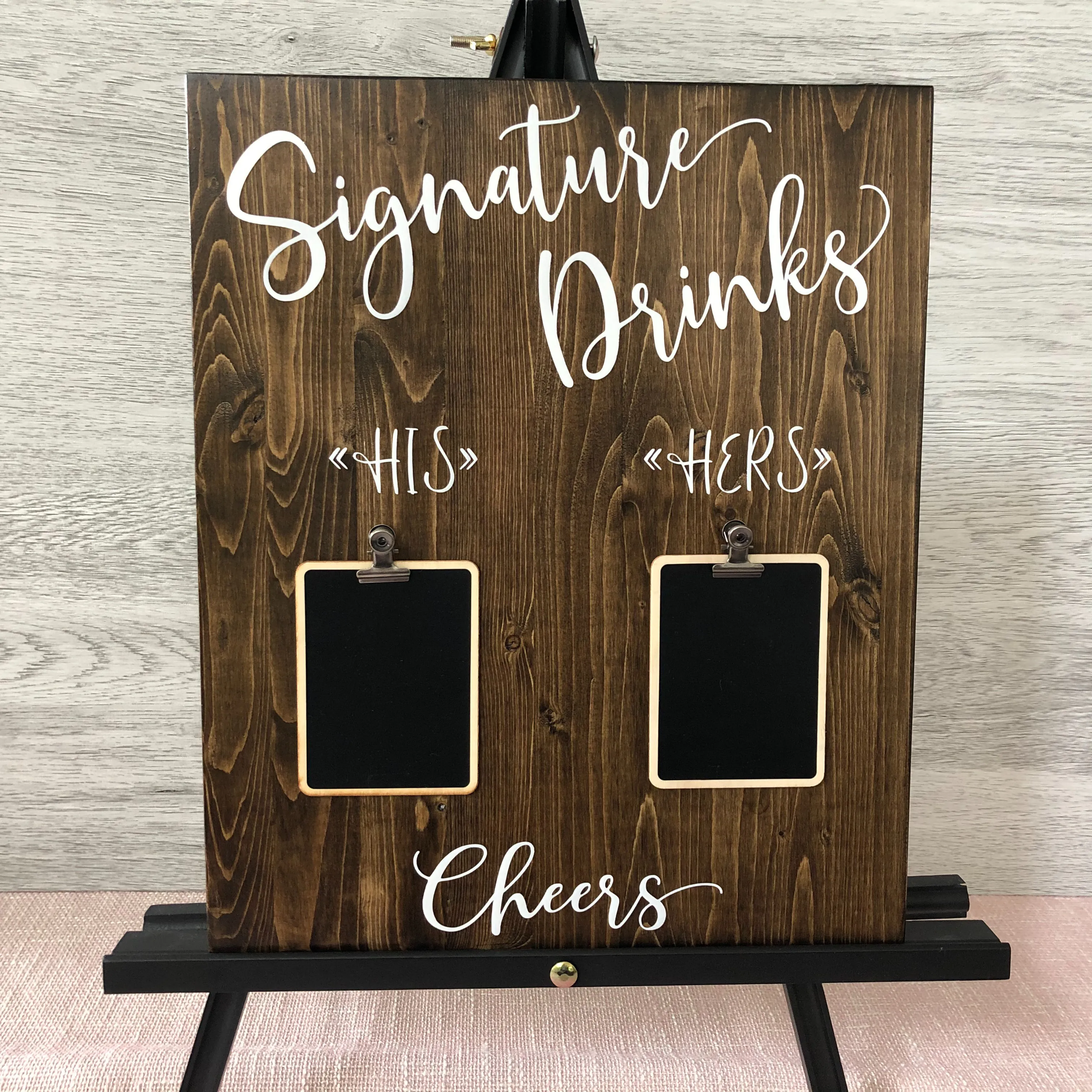 Couples Signature Drinks Sign (Geneva) - Dark Wood
