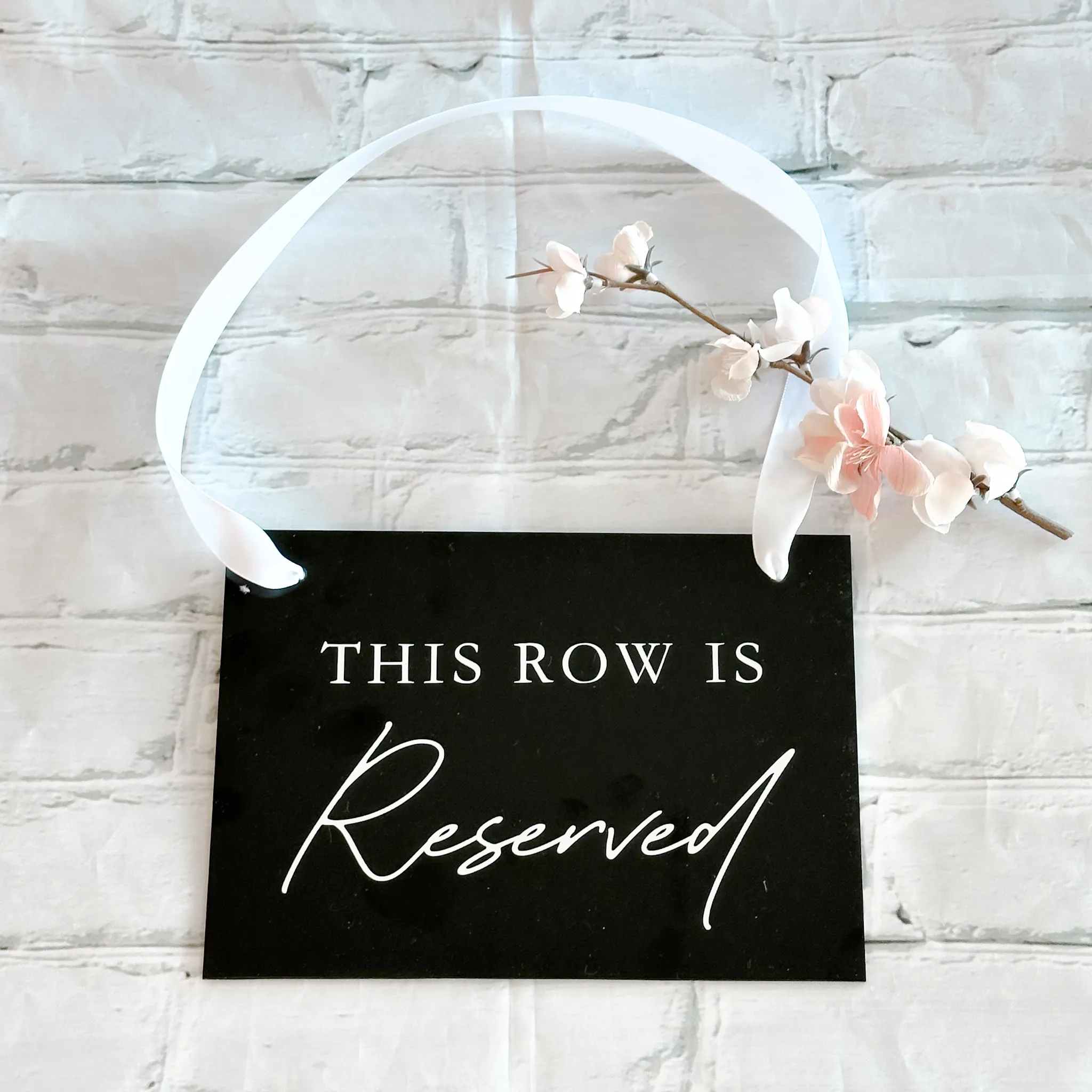 Reserved Row Hanging Acrylic Sign (Rome) - Black/White