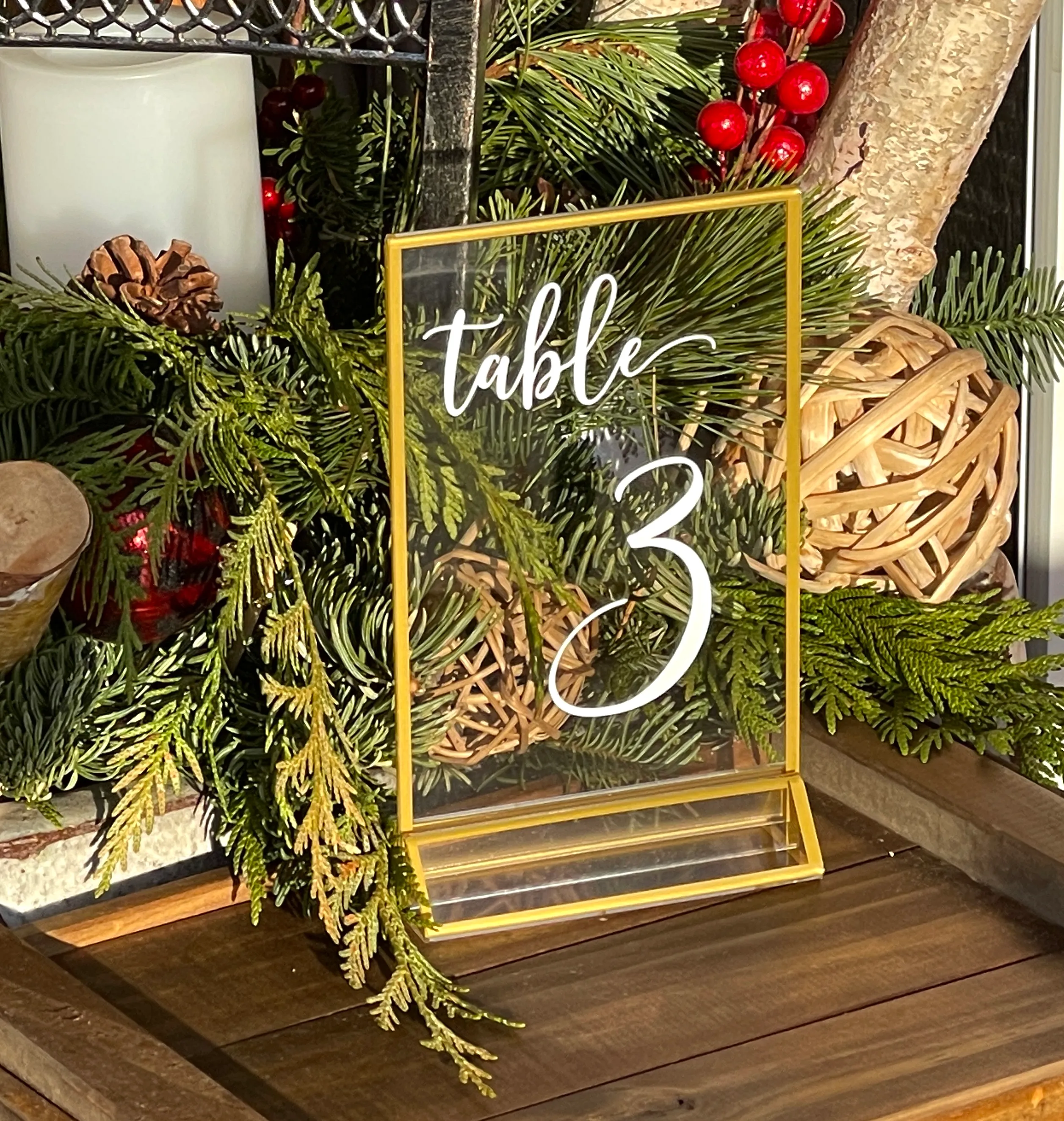 Acrylic Table Numbers - Gold Trim