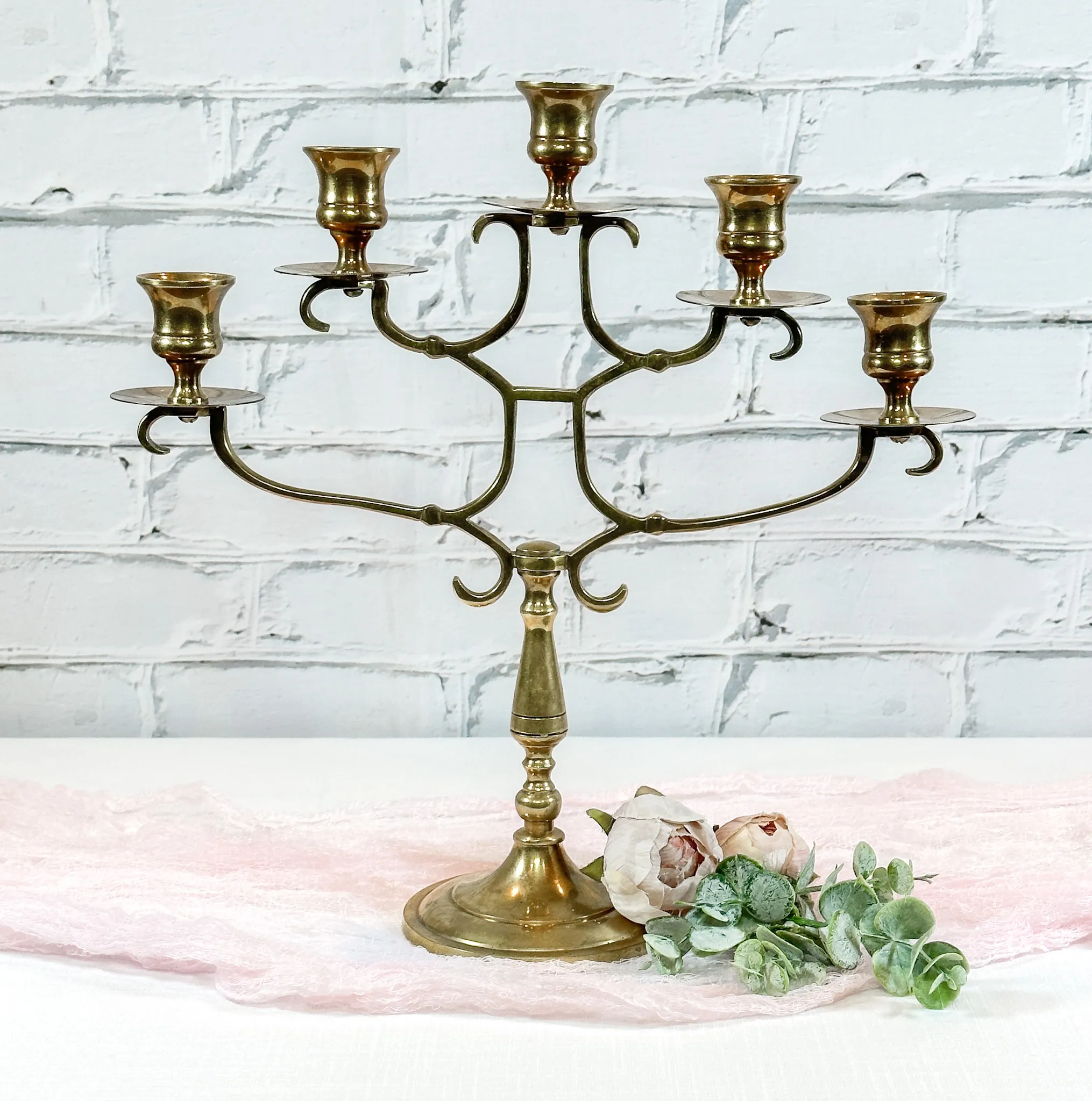 Brass Candelabra - 5 candle (straight)