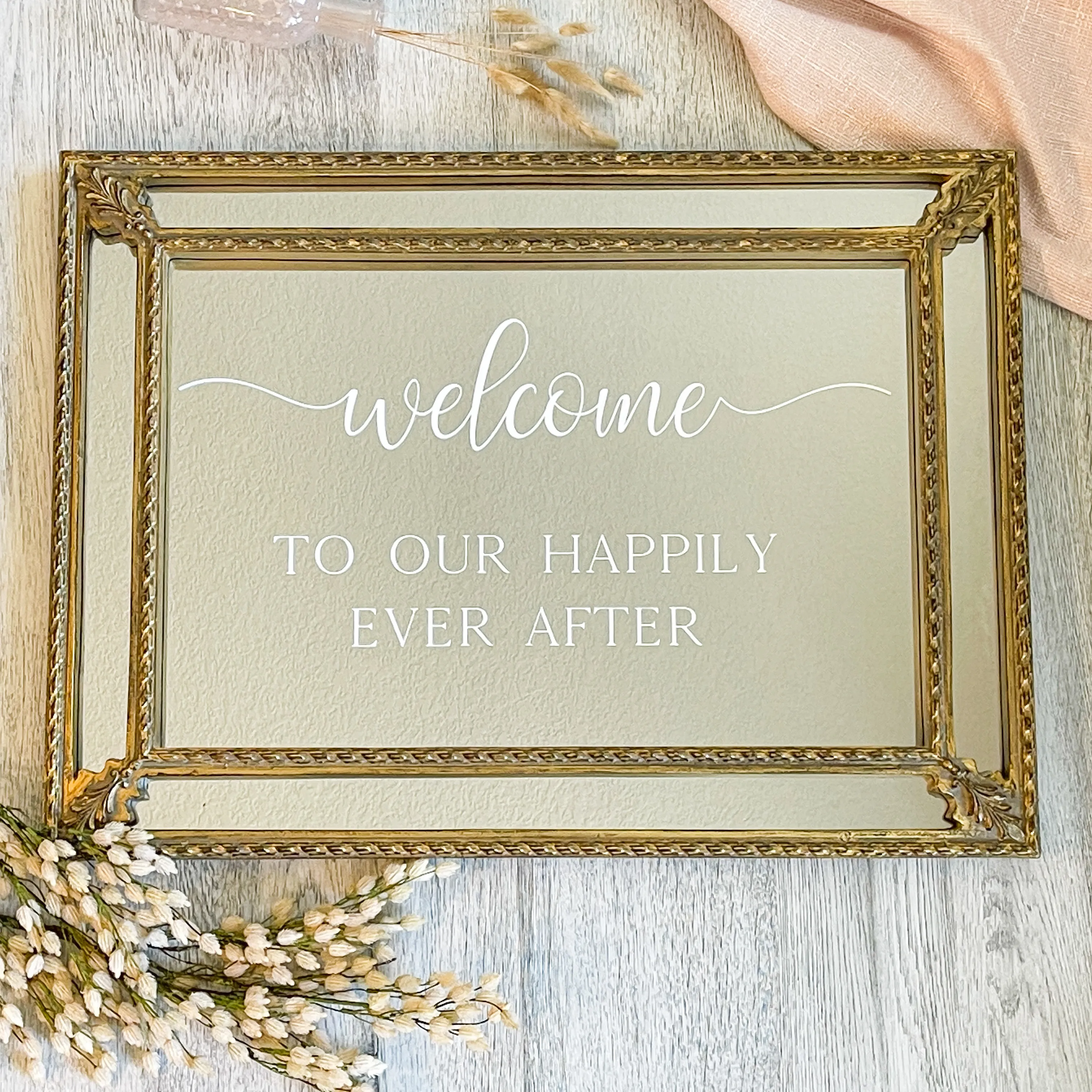 Welcome Sign - Gold Vintage Mirror