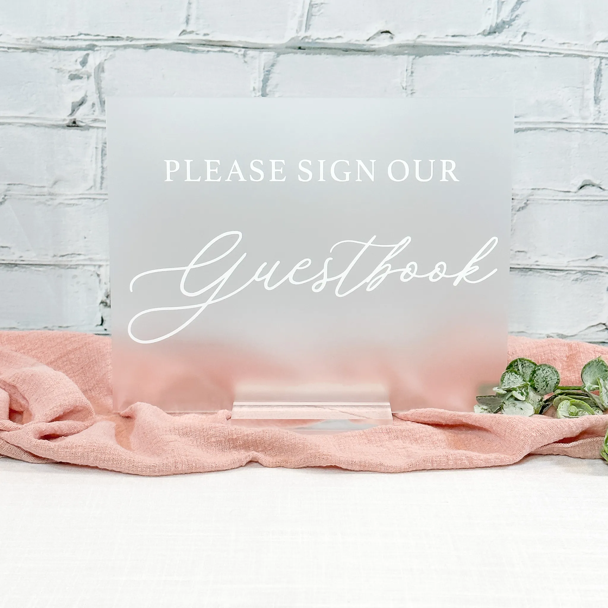 Guestbook Acrylic Sign (Milan) - Frosted/White