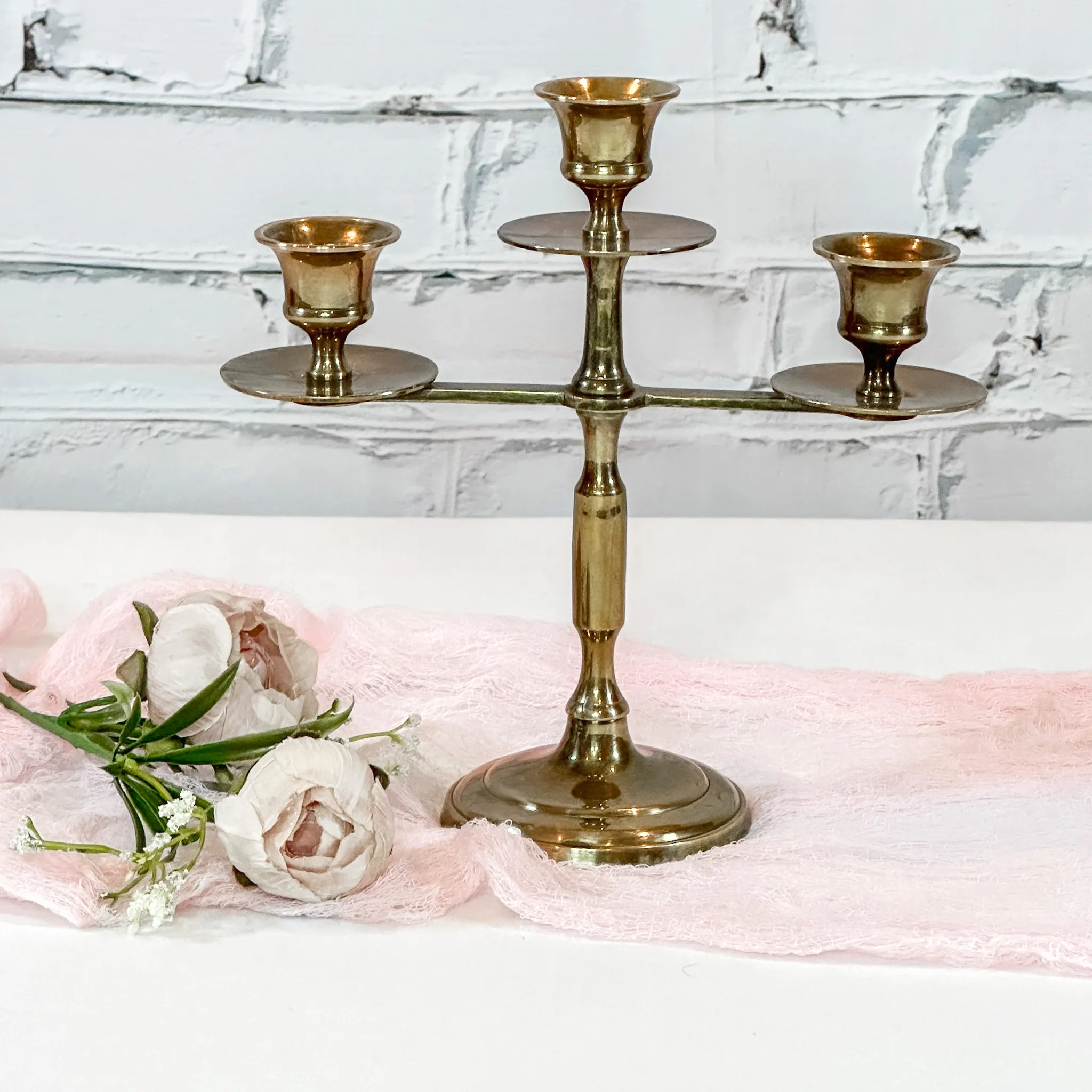 Brass Candelabra - 3 candle 